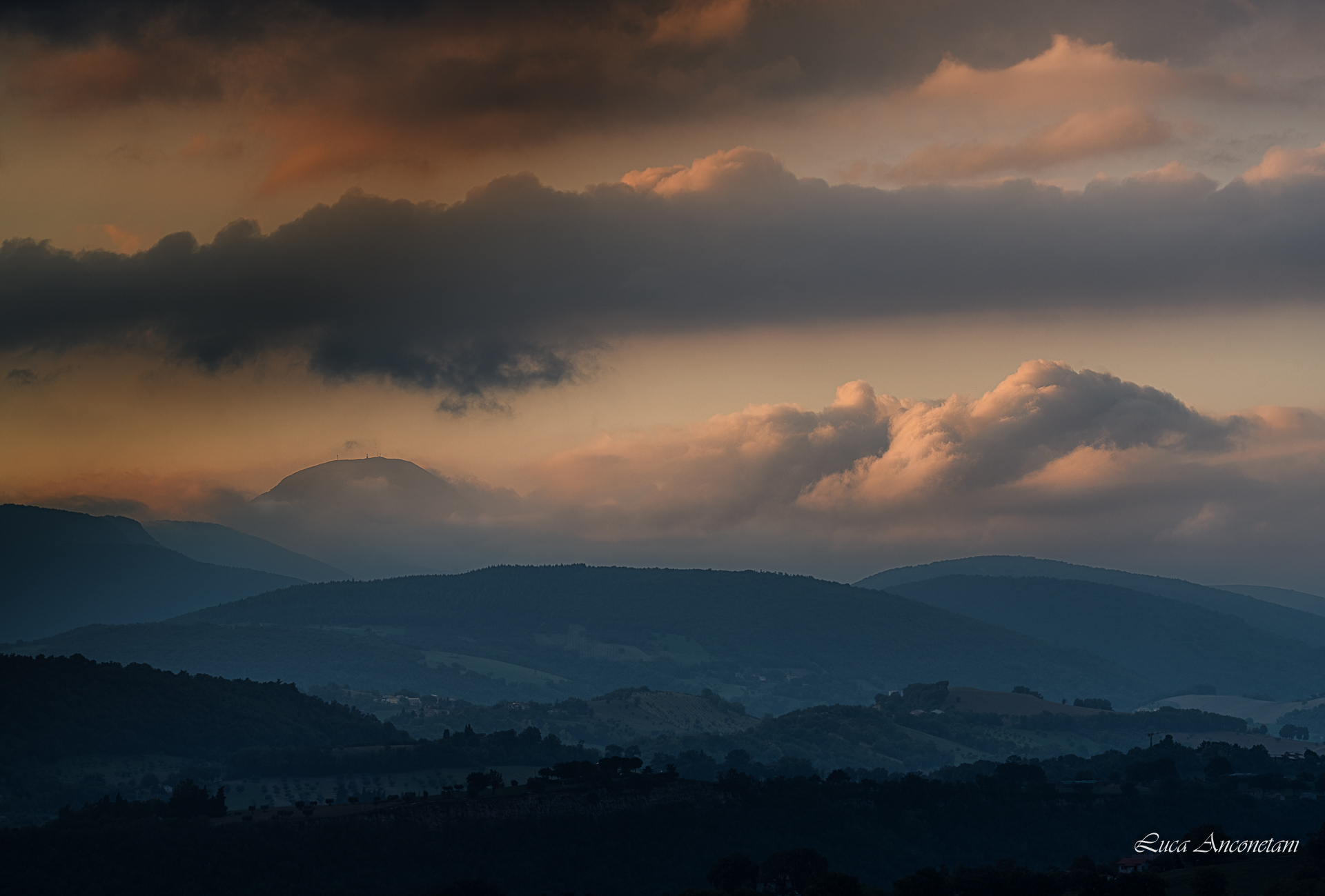 landscape marche region italy sunset clouds mc hills, Anconetani Luca