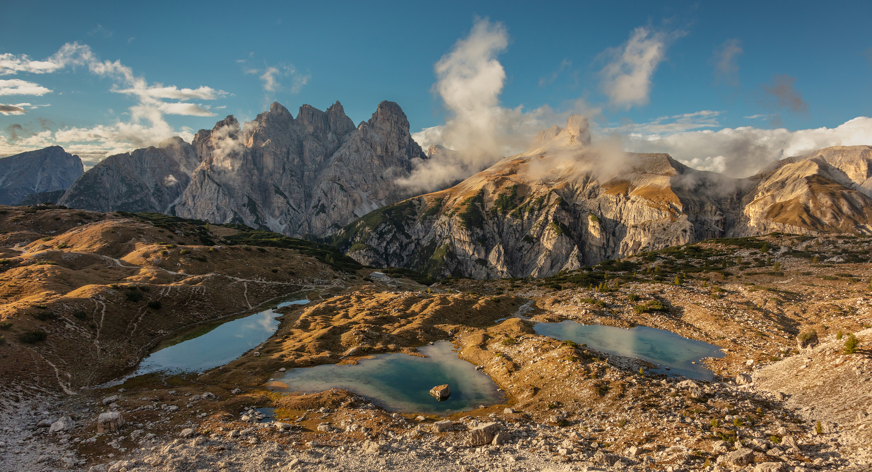 alps, mountains, italy, autumn, see, snow, dolomites, sunset,  Gregor