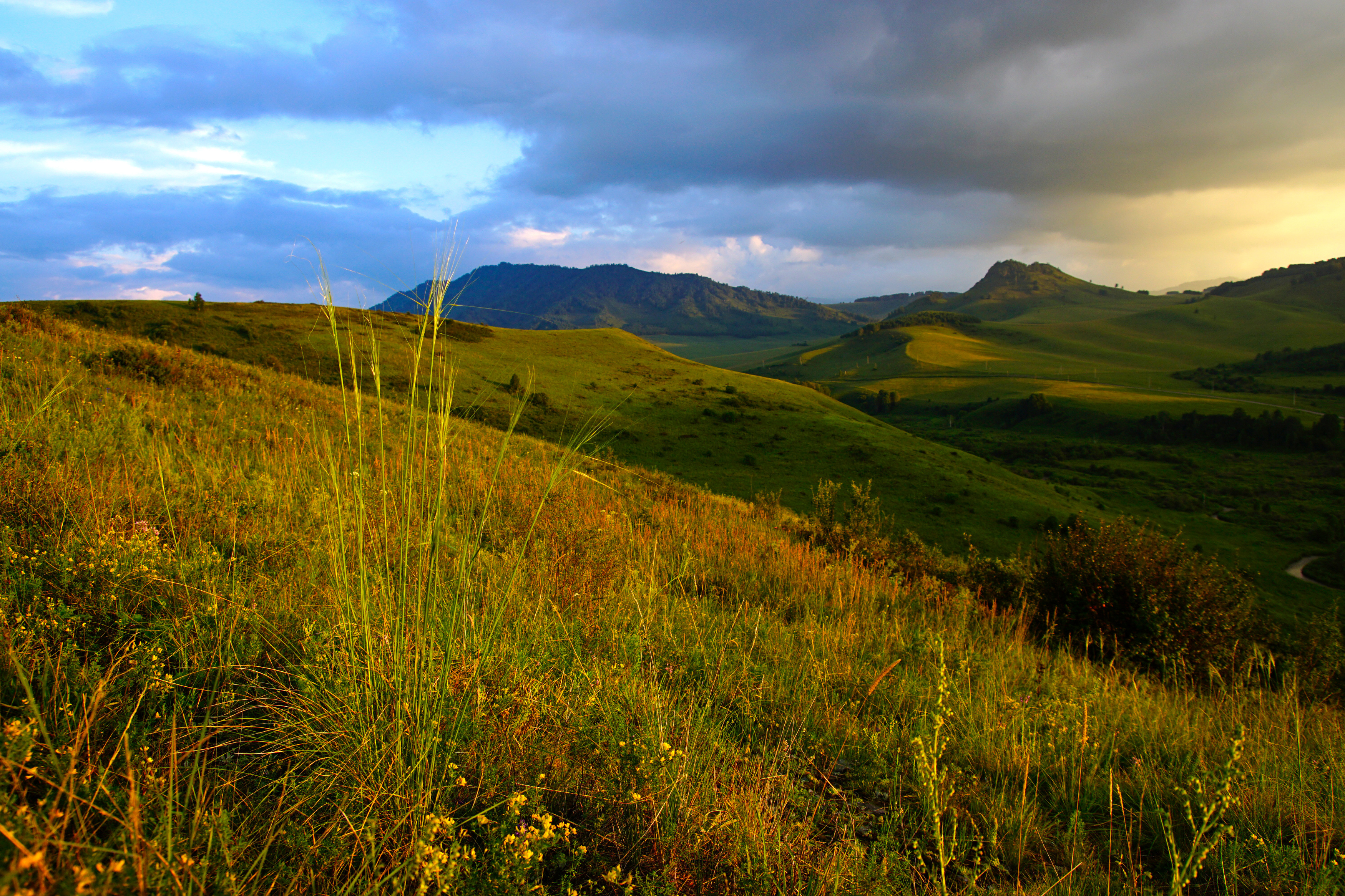 закат, горы, алтай, sunset, hdr, mountains, hills, Пётр Калачев