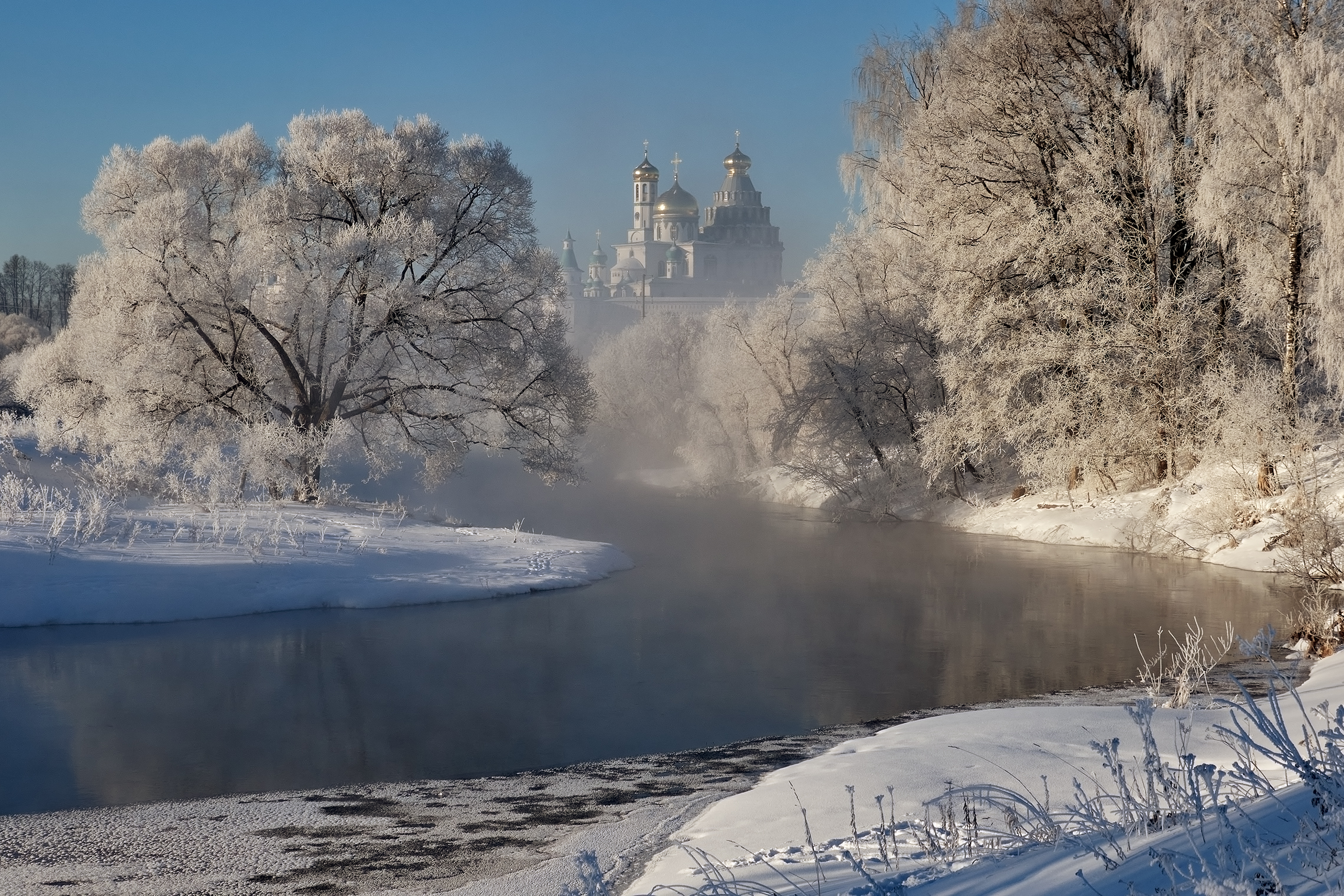 новый иерусалим, река истра, зима, мороз, иней, туман, Медведев Александр