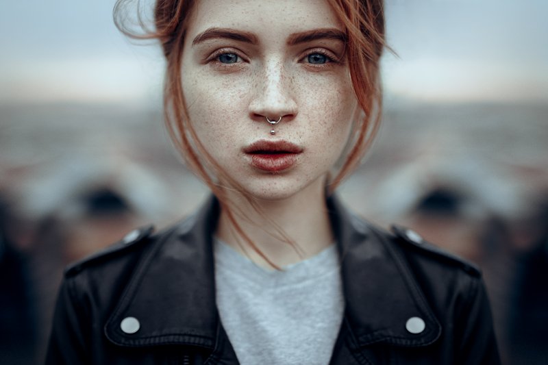 girl, roof, portrait, spb, beautiful, redhead,, Виктор Корнеев