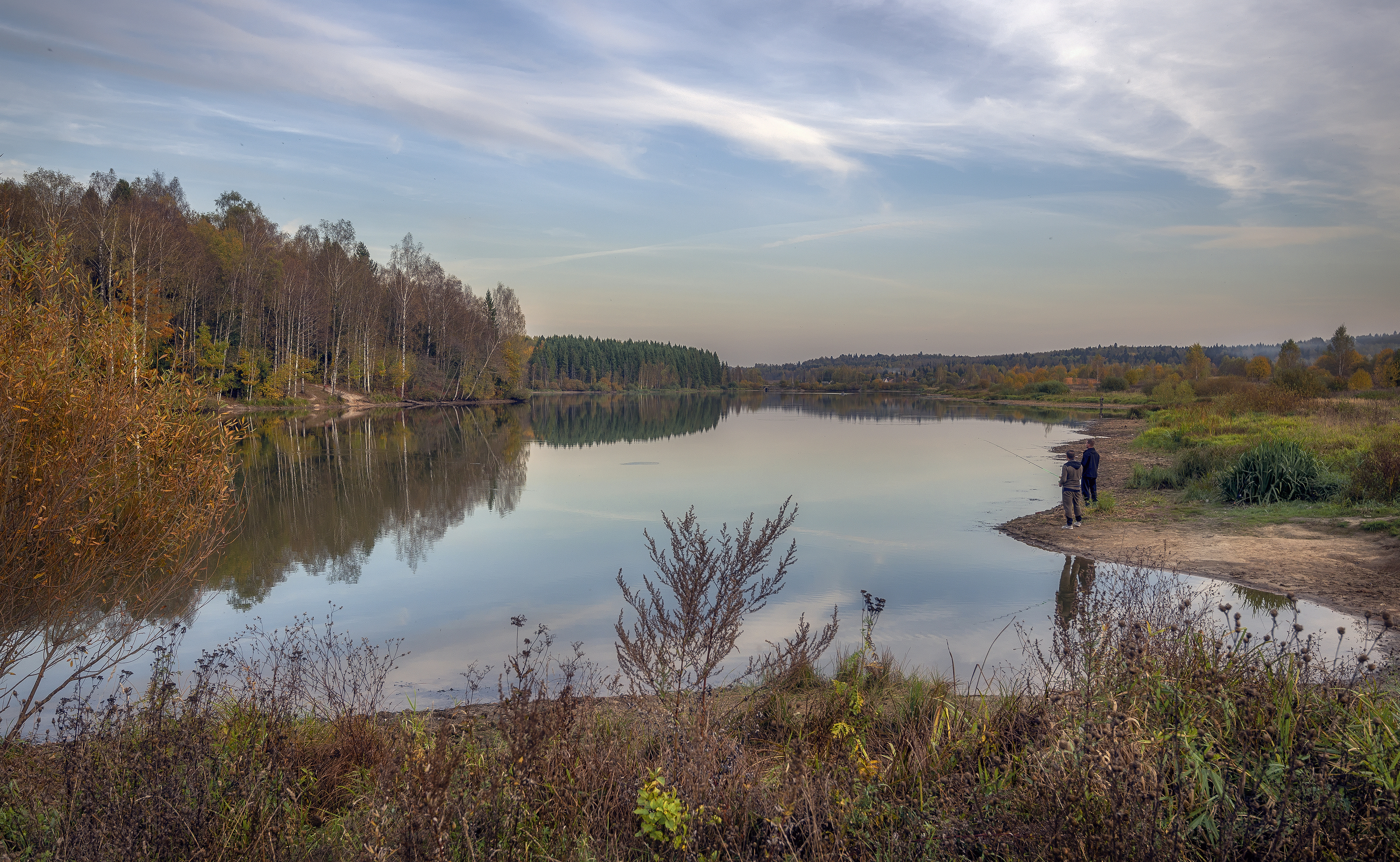 штиль, озеро, рыбалка, вечер, осень, Сергей Аникин