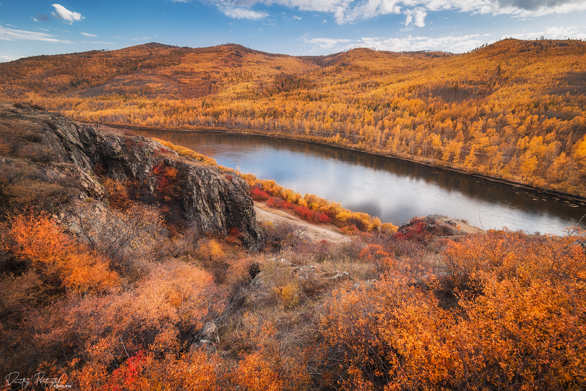 осень, чита, река, ингода, забайкалье, скалы, лес, закат, забайкальский край, краски осени, Портных Дмитрий