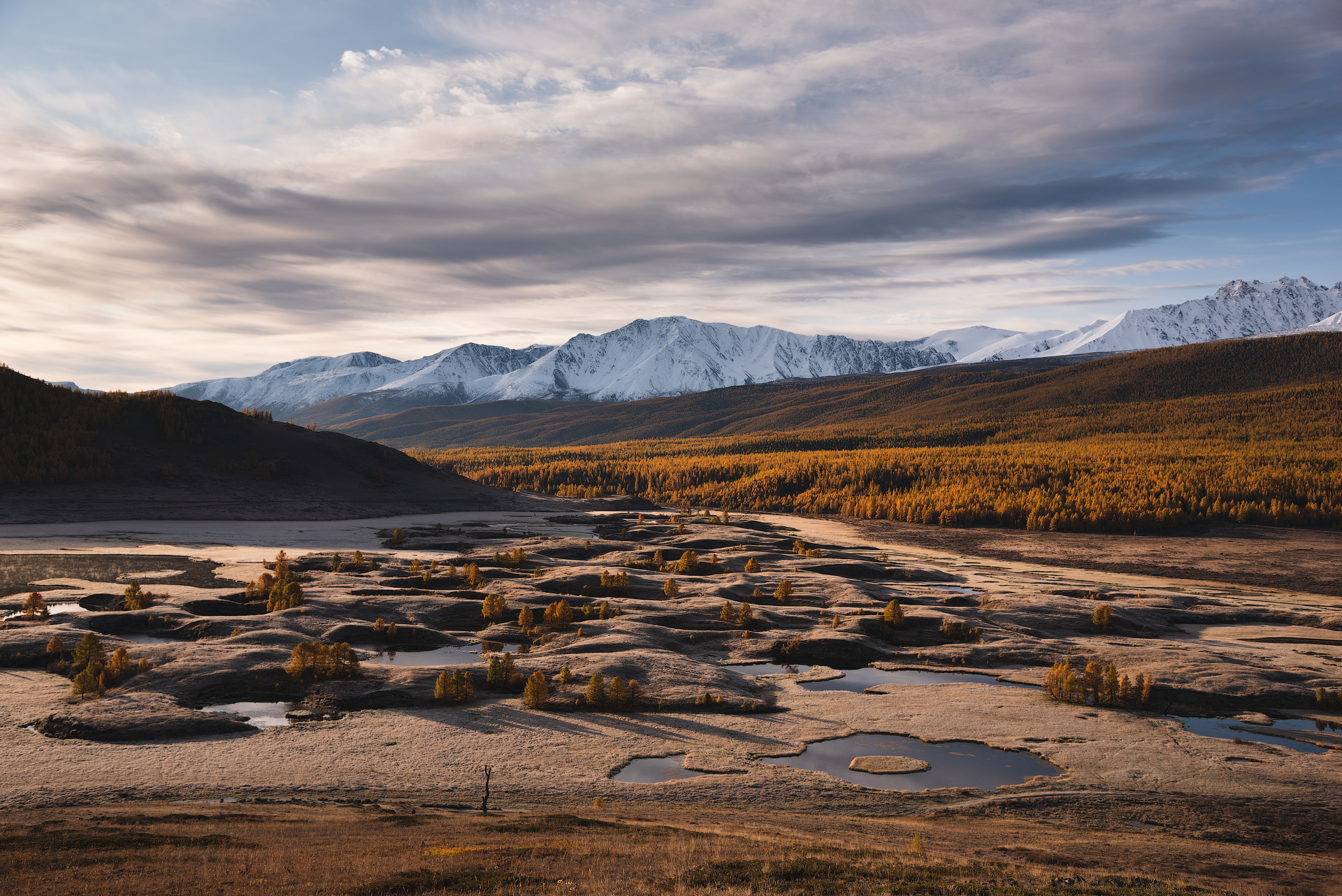 горы, алтай, рассвет, озеро, осень, золото, mountains, altay, sunrise, lake, autumn, golden, Дмитрий