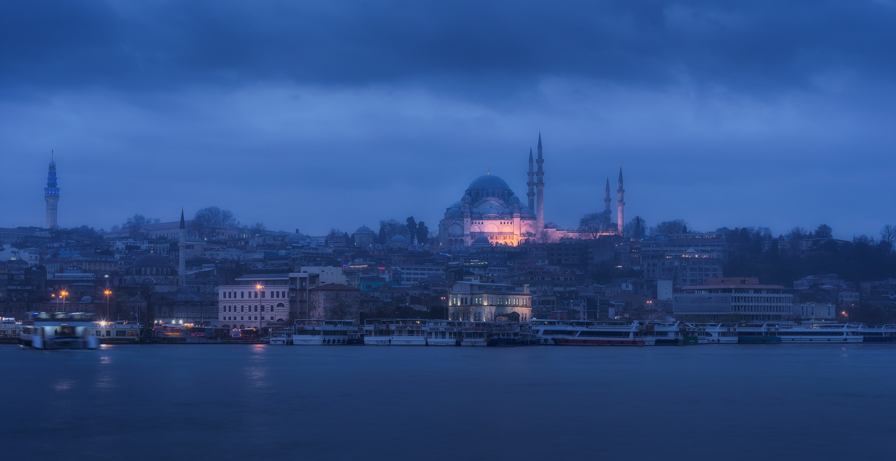 турция, стамбул, утро, город, порт, золотой рог, мечеть, синий, turkey, istanbul, morning, golden horn, port, mosque, Эрнест Вахеди