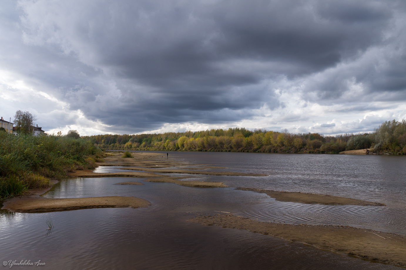 гороховец, река, облака, осень, Анна Цветковская