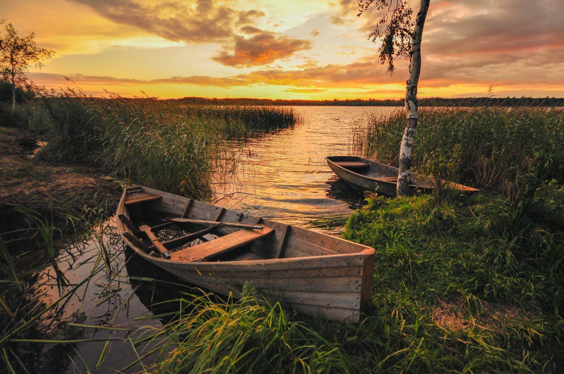 landscape#latvia#lake#sunset#boats#yellow#fishing, Olegs Bucis