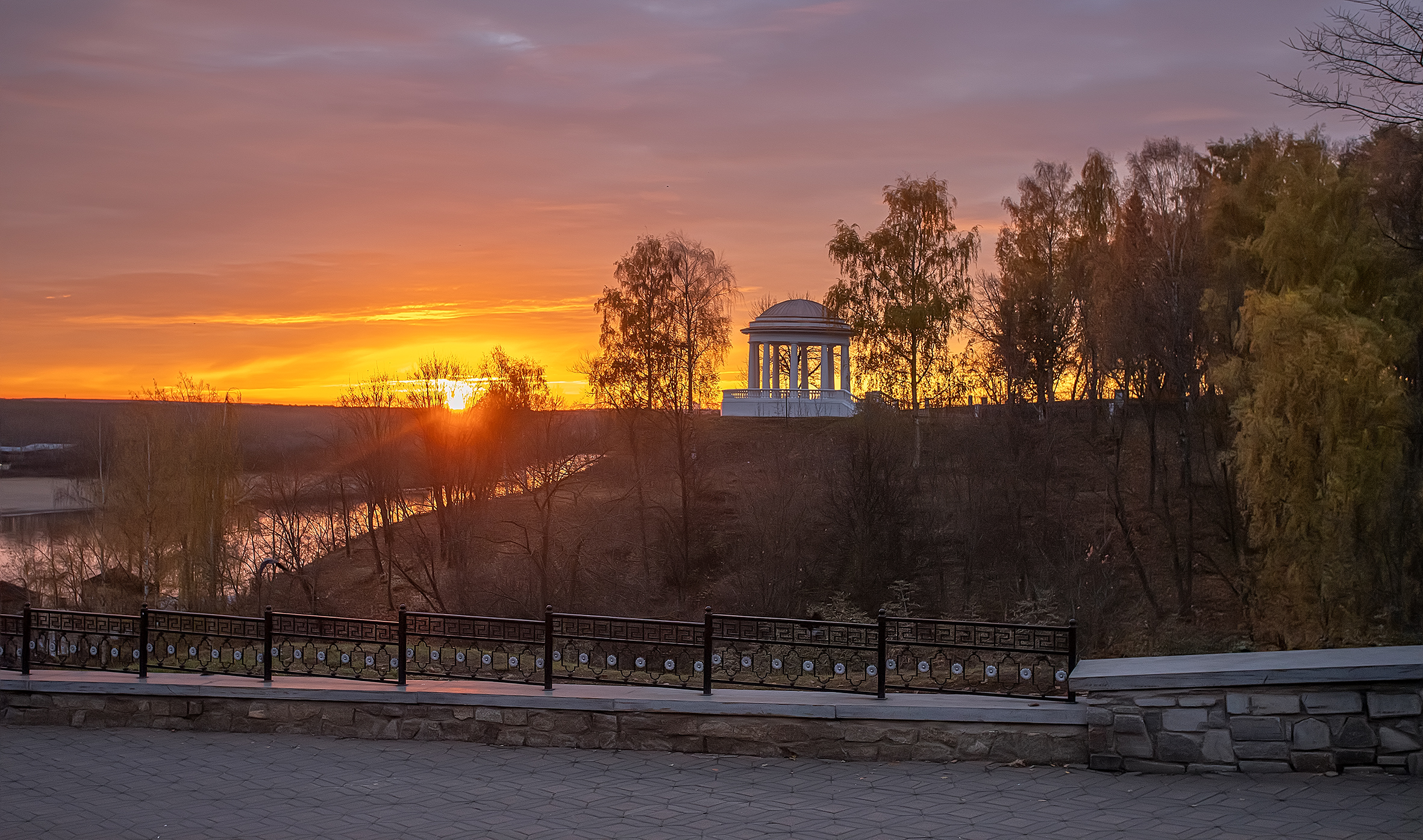 утро, парк, ротонда, осень, октябрь, Широких Александр