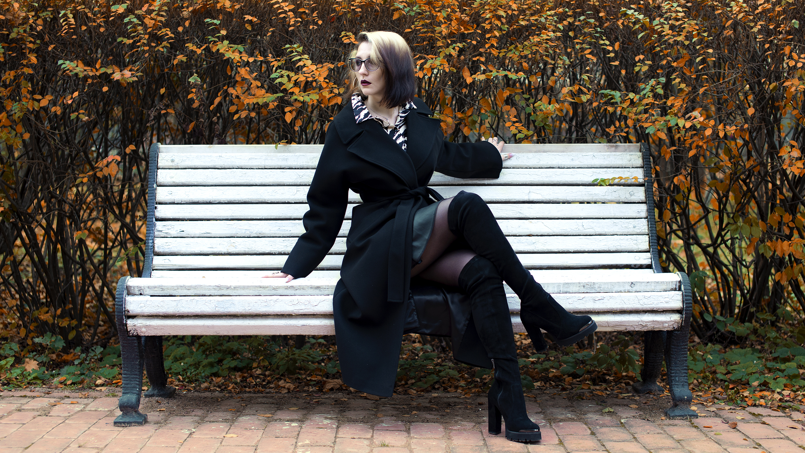 Портрет, осень, девушка, лавочка, portrait, model, woman, autumn, bench, Ефимов Александр