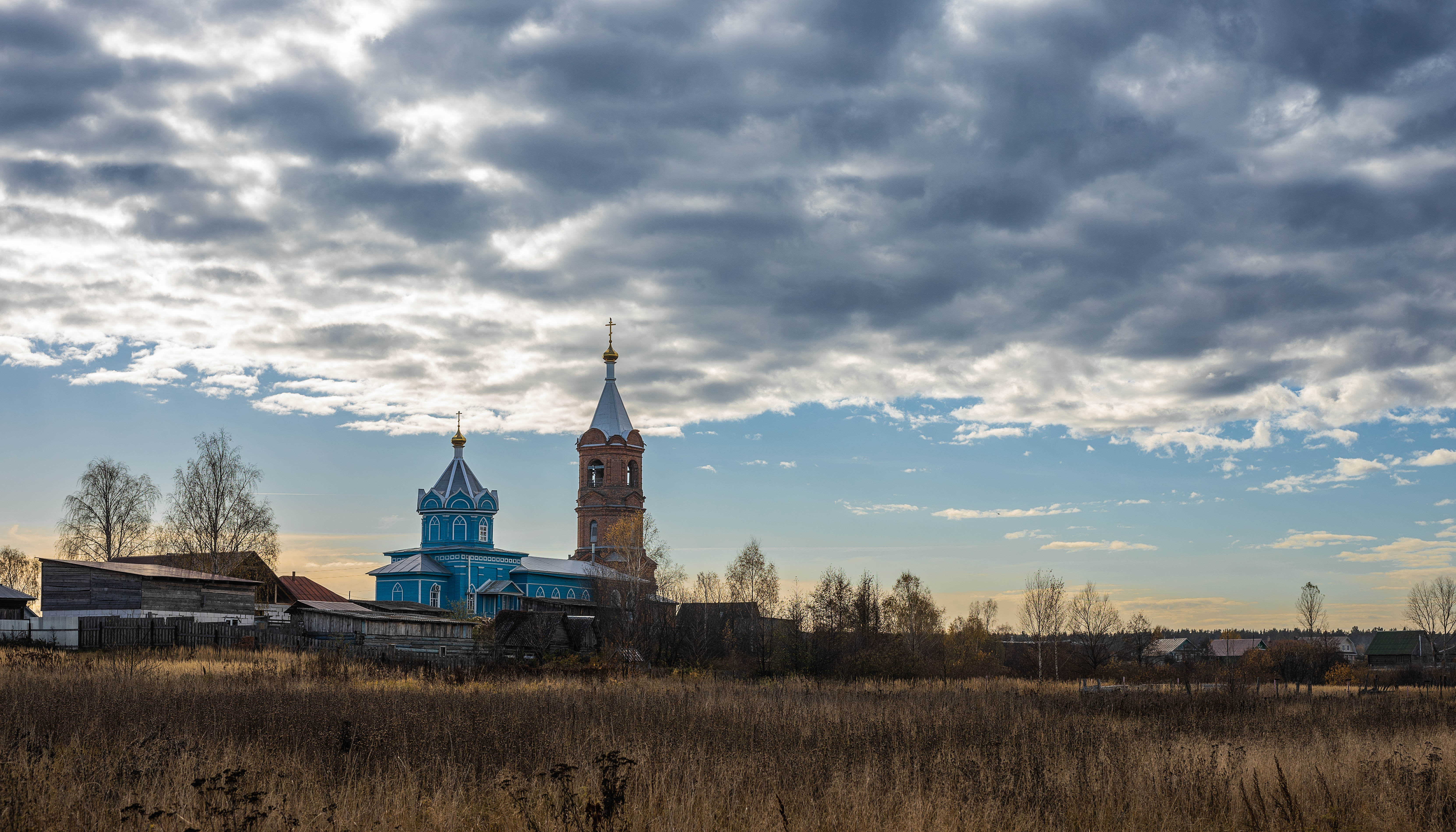 церковь, село, осень, church. architecture, Васильев Владимир