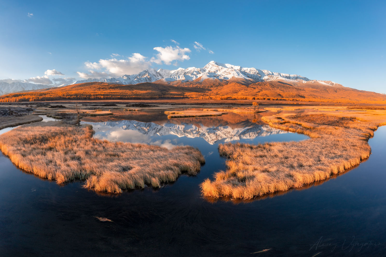 altay, drone, landscape, topview, autumn, snow, sun, Алексей Вымятнин