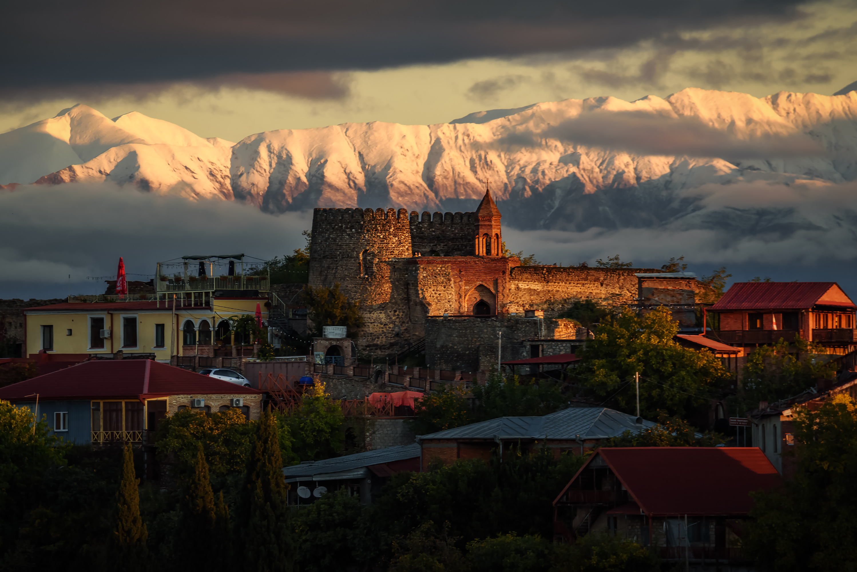 кавказ, горы, осень, грузия, georgia, сигнахи, утро, рассвет, крепость, архитектура, башня, Zakharov Armen