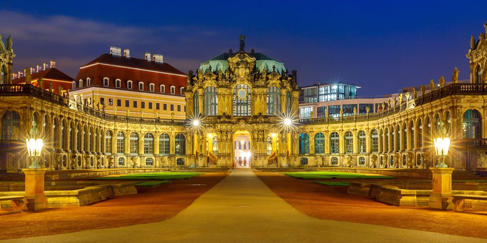 Zwinger, Dresden, Saxony, Germany, europe, night, medieval, town, blue hour, gold, german, central europe, wallpavillon, museum, palace, Rococo style, panorama, deutschland, pavilion, place, Коваленкова Ольга