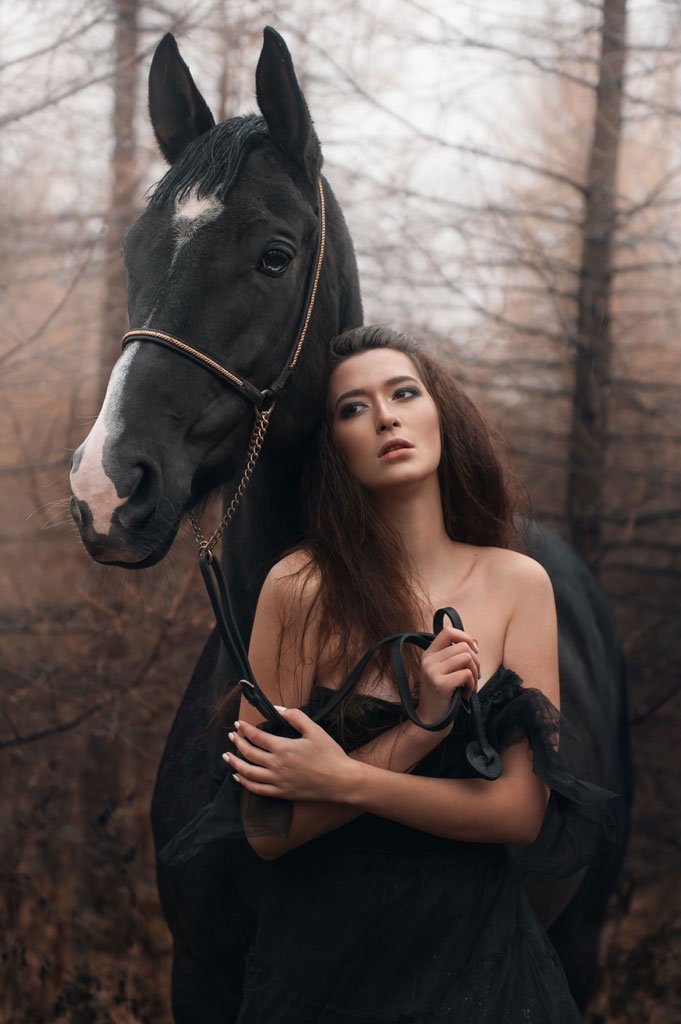 девушка, портрет, лошадь, осень, Бабинцева Мария