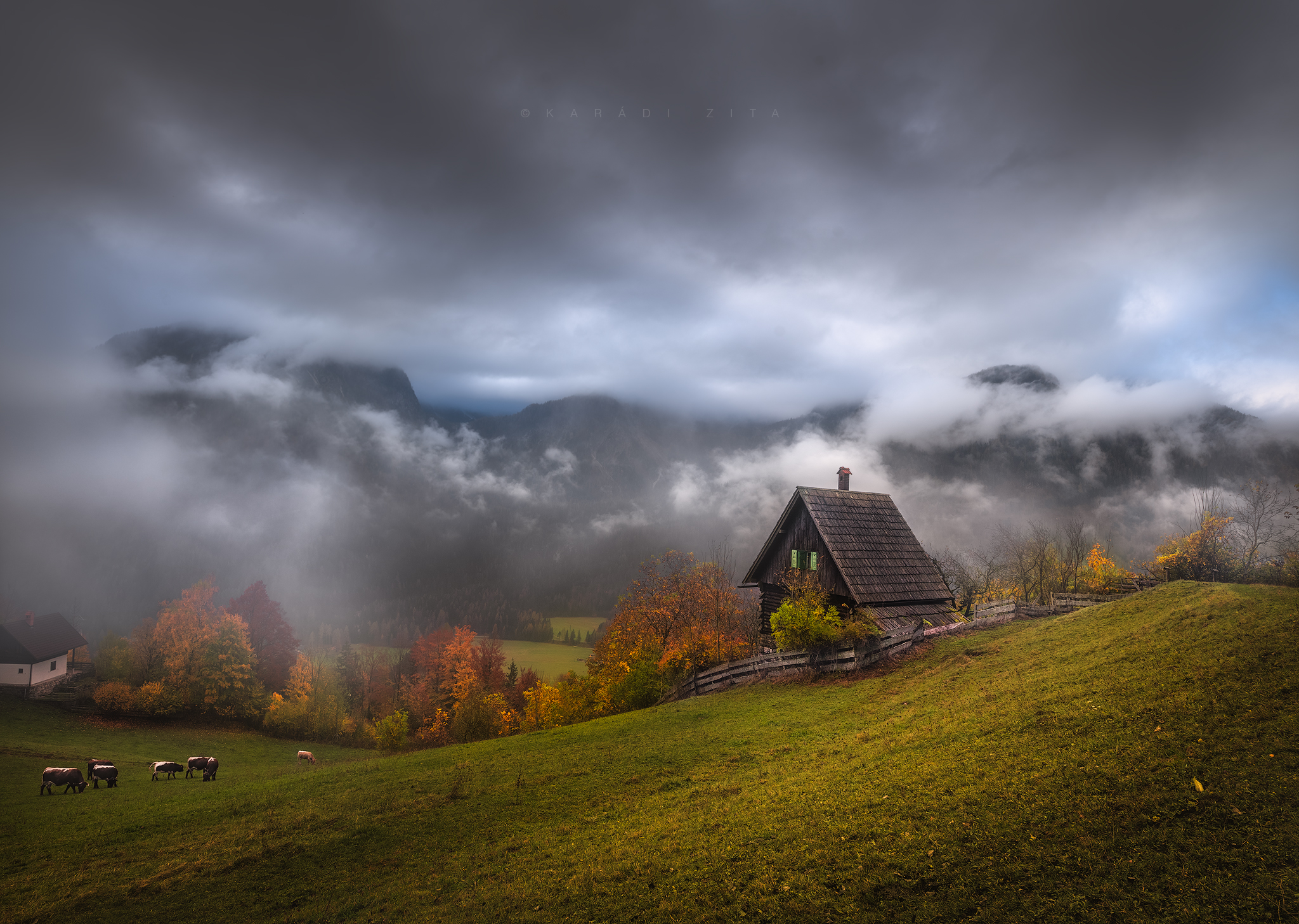 slovenia, longexpo, chapel, church, landscape,  sky, stars, mountains, mountainscape, foggy,, Karádi Zita