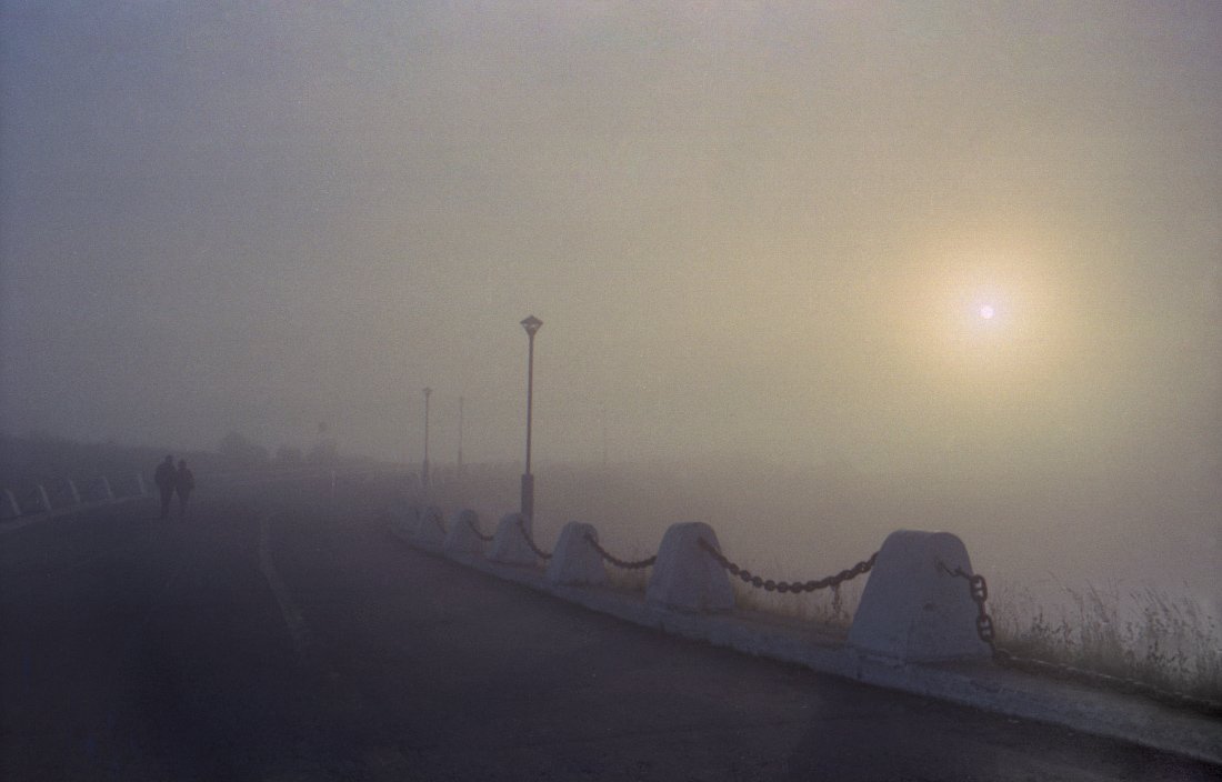 Туман, дорога, восход, заполярье, Александр Авилов