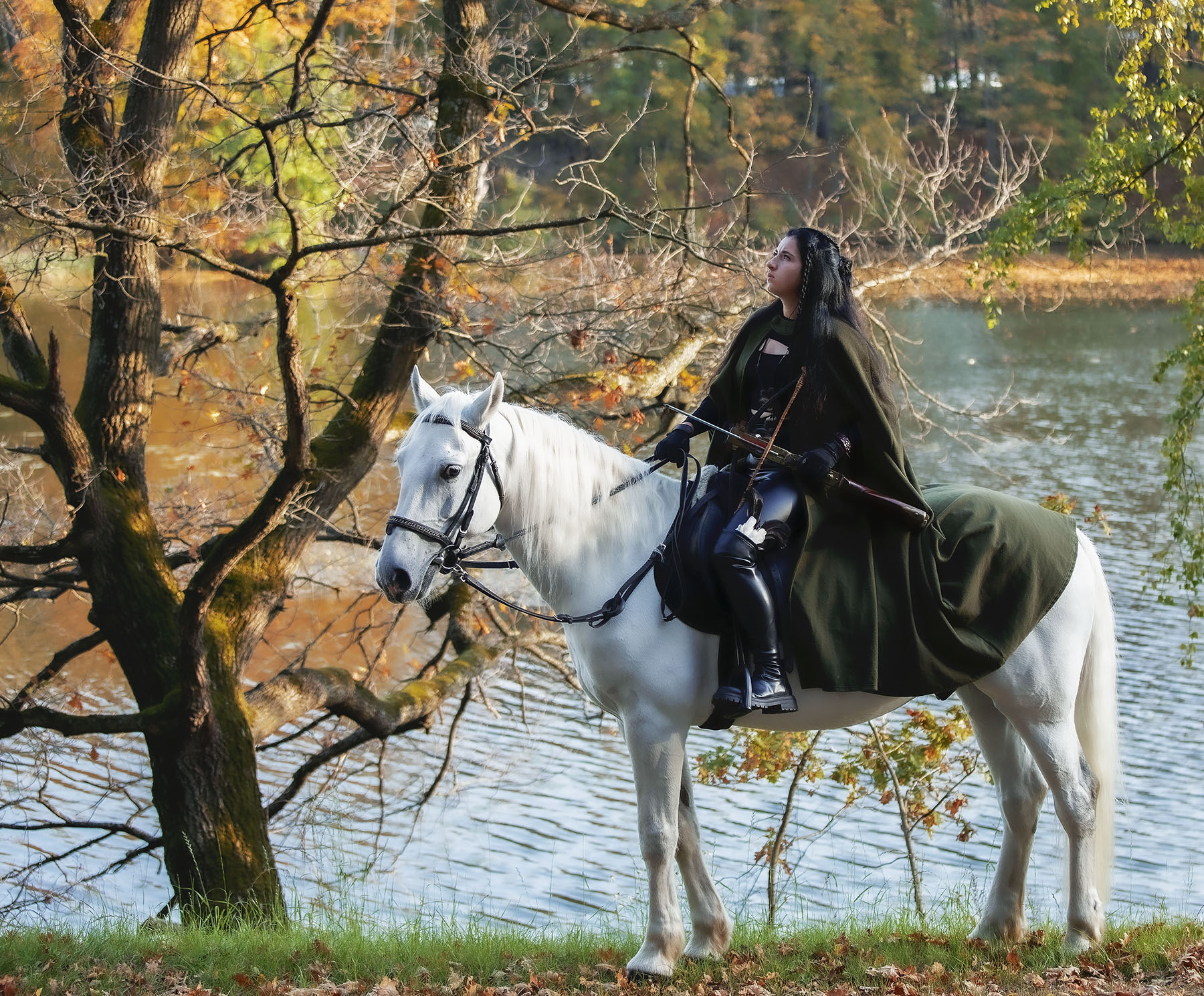 девушка, лошадь, арбалет, охота, лес, осень, природа, girl, horse, hunter, forest, autumn, nature, Стукалова Юлия