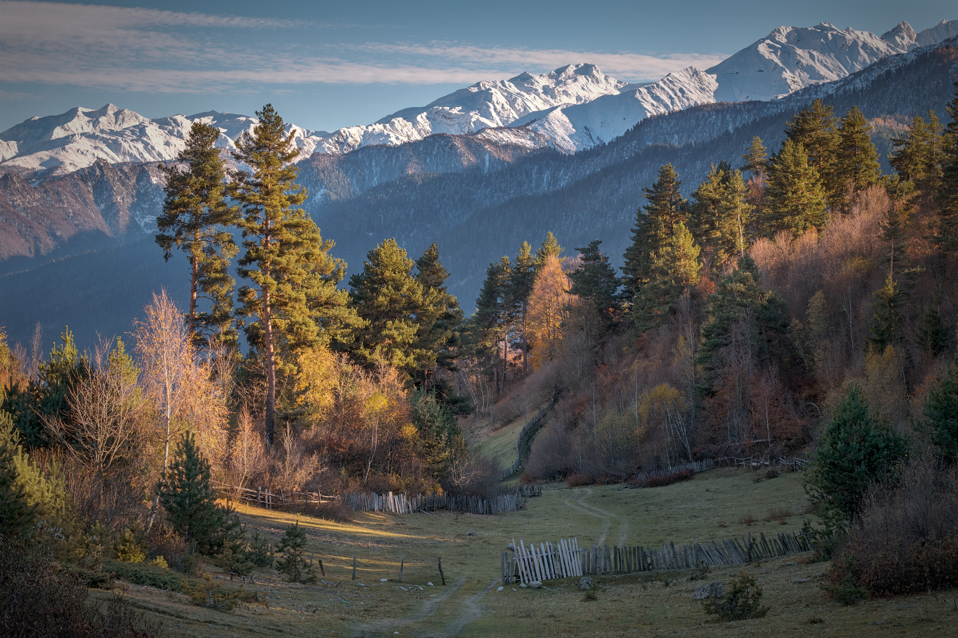 svaneti, ughviri, mountains, autumn, fall, nature, sunset, high, landscape, scenery, travel, outdoors, georgia, sakartvelo, caucasus, chizh, Чиж Андрей