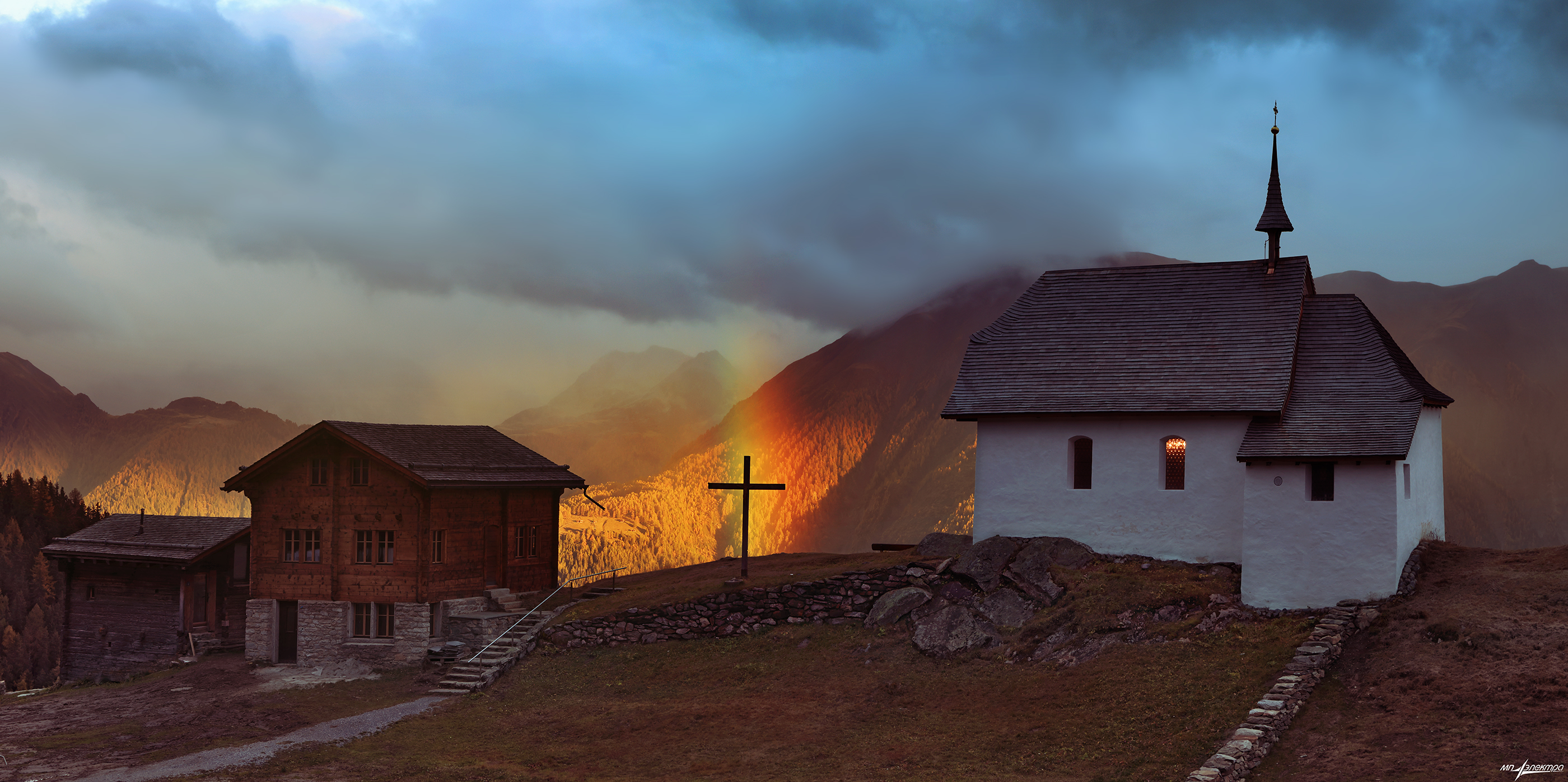 swiss,швейцария,осень,горы,радуга,bettmeralp, Матвеев Николай