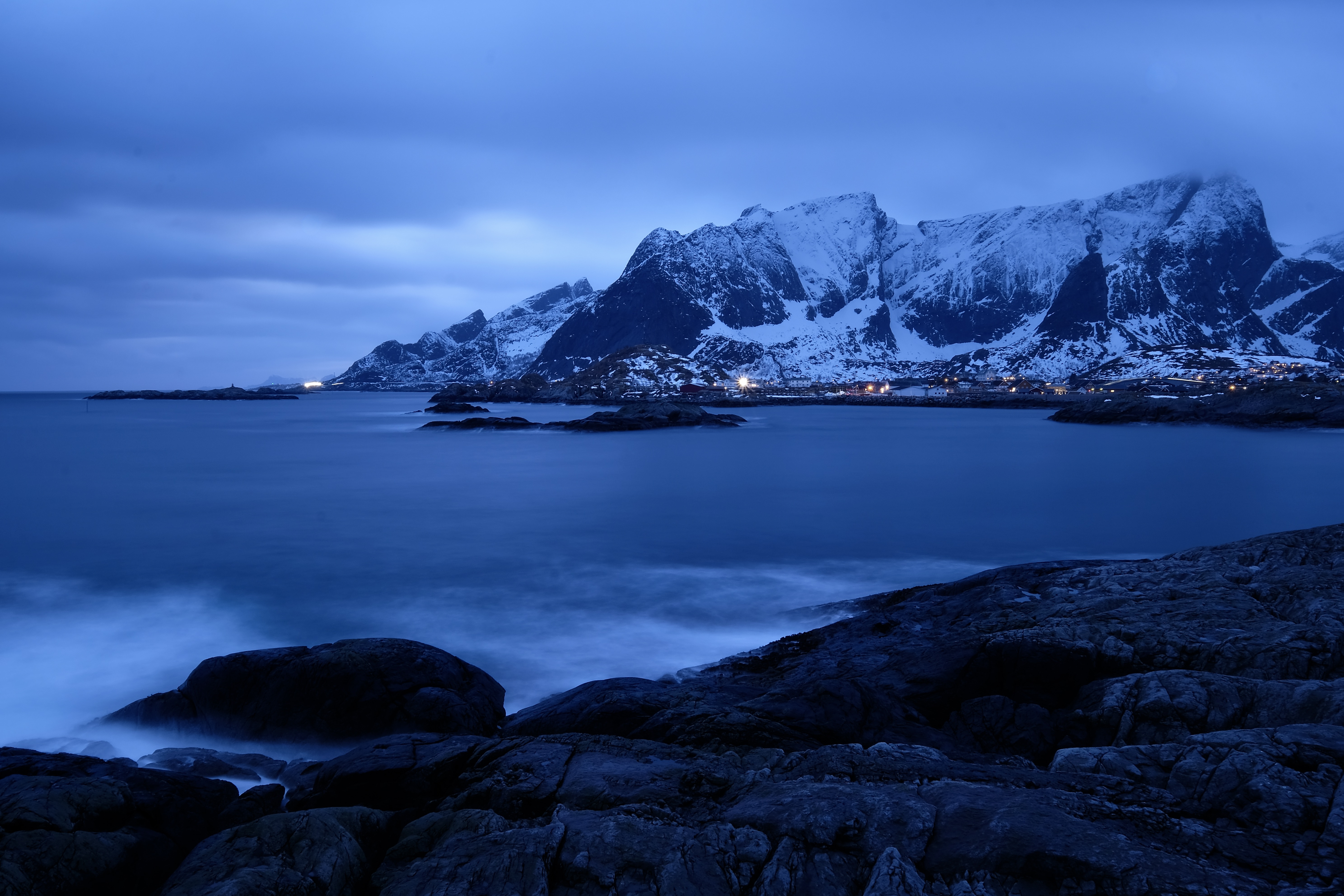 Landscapes, Lofoten Island, Norway, Blue, Winter, Mountain, Snow, Sea, , Svetlana Povarova Ree