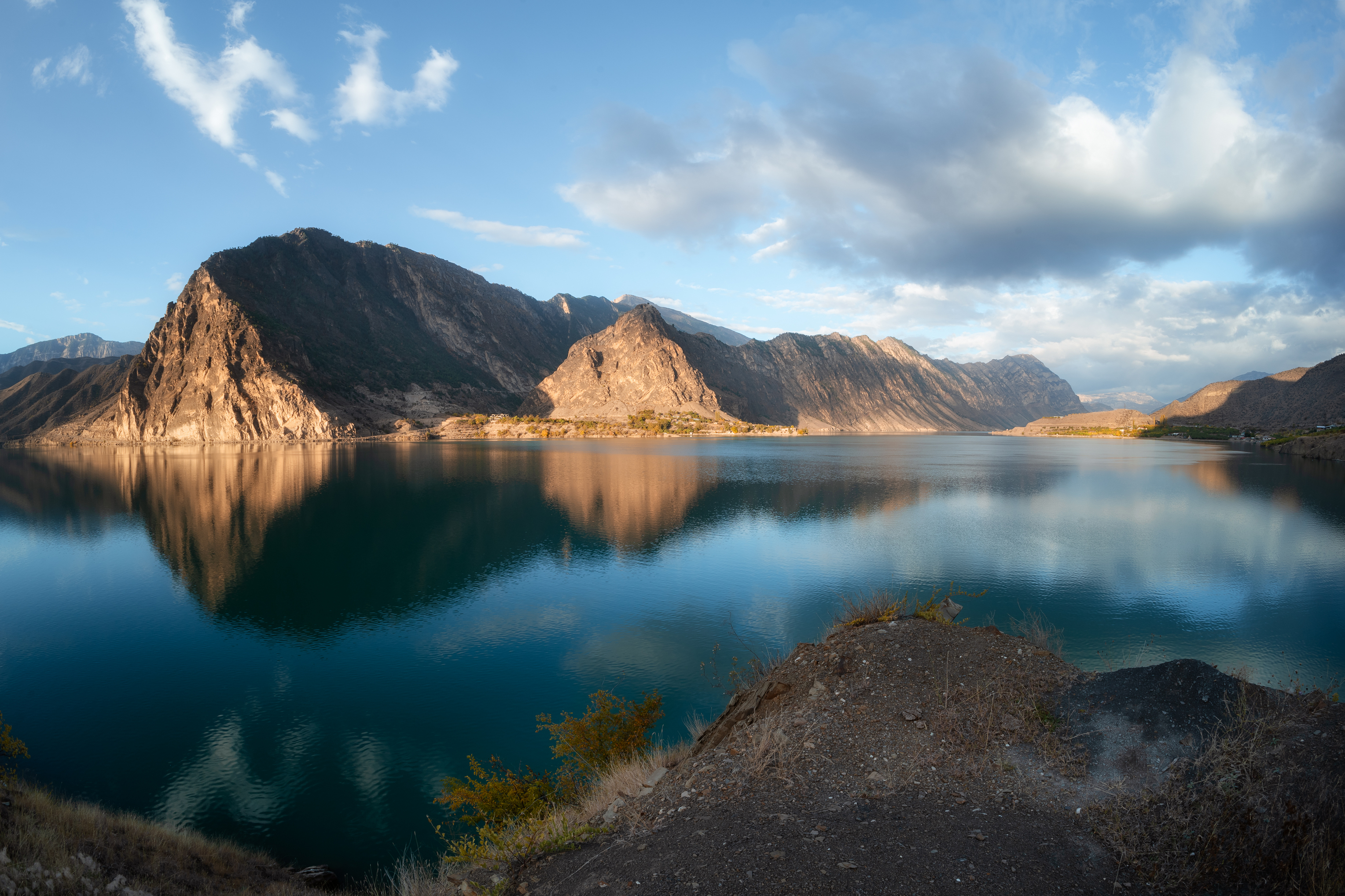 дагестан, реки, вода, отражения, горы, свет, облака, рассвет, Влад Рябинин