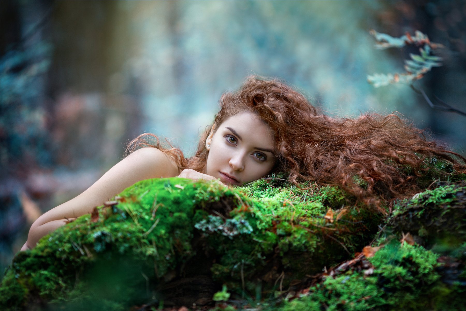 лес сияние девушка глаза волосы красота , Петерсон Юлия