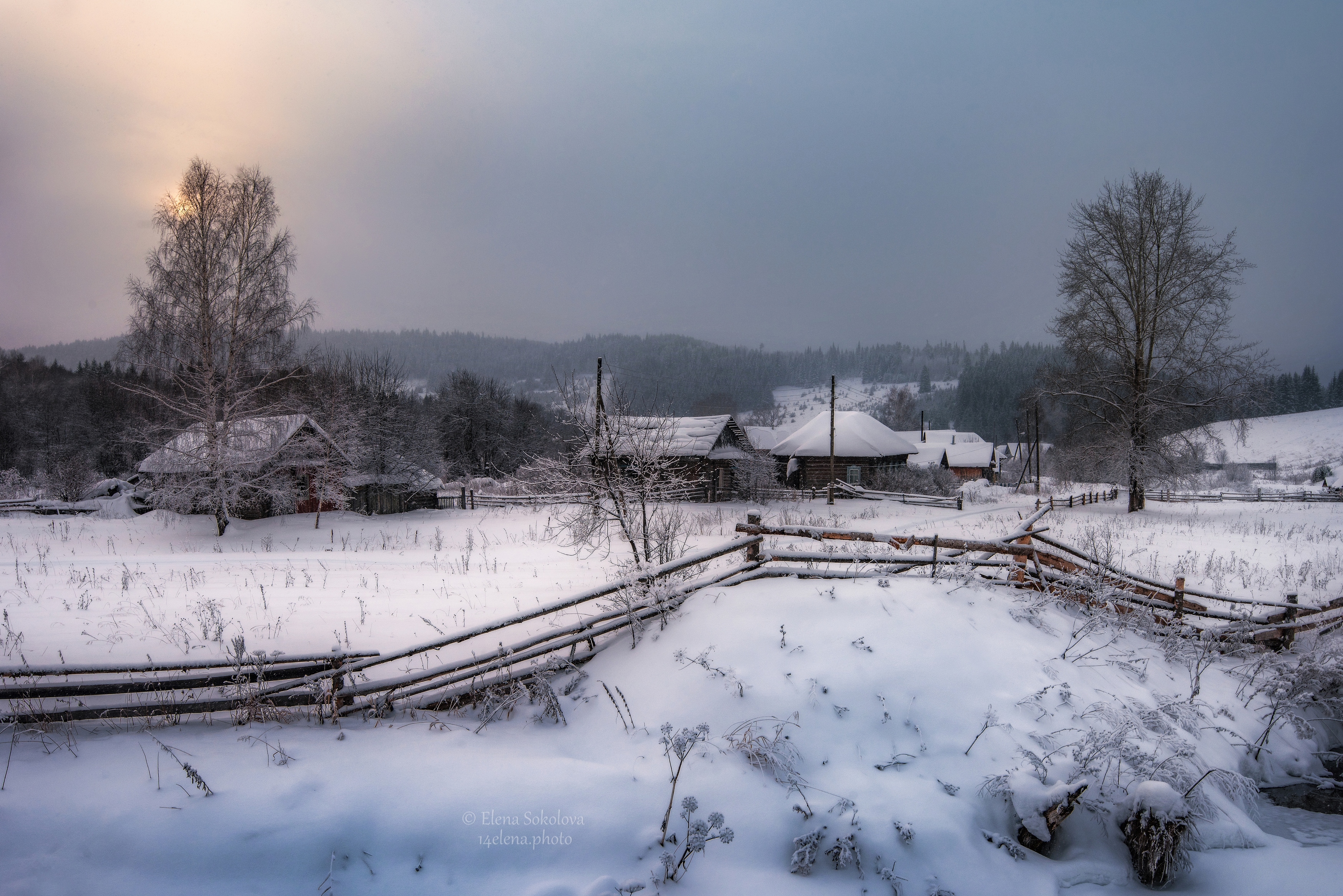 село, деревня, зима, снег, Соколова Елена