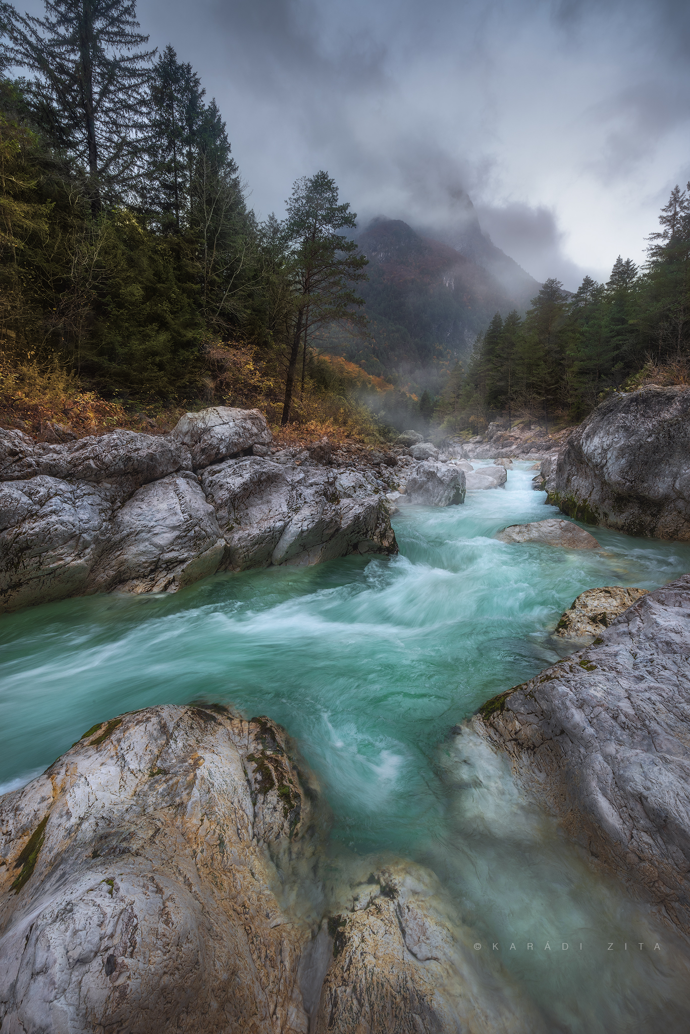 slovenia, longexpo, river, landscape,  sky, trees, mountains, mountainscape, foggy, rocks, landscape, landscapephotography,, Karádi Zita