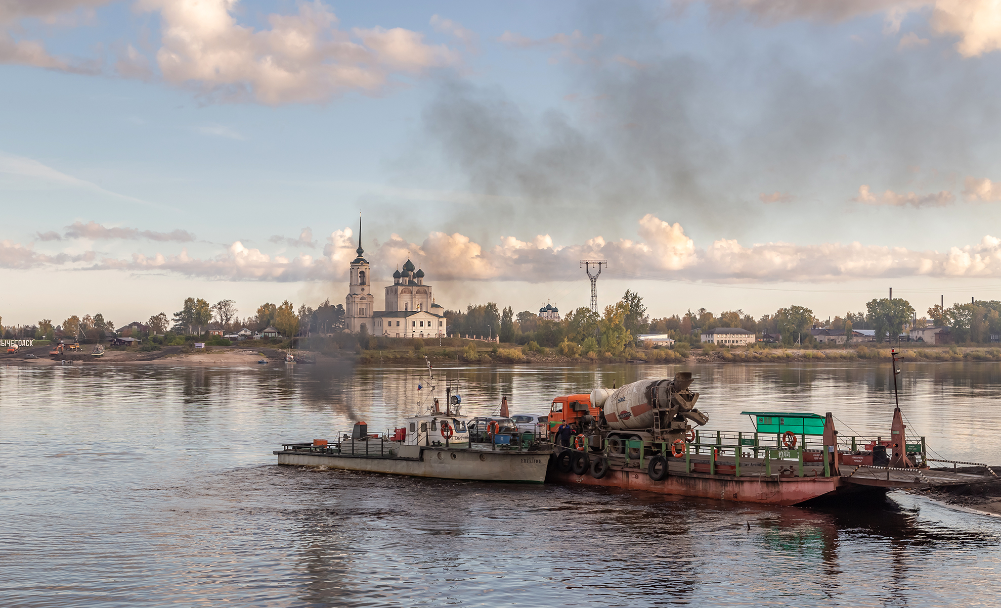 паром, баржа, машина, вычегда, сольвычегодск., Анкудинов Леонид