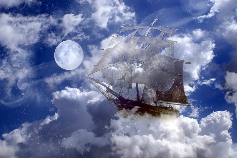 облака, небо, корабль, паруса, мечты, mariavgorskaya