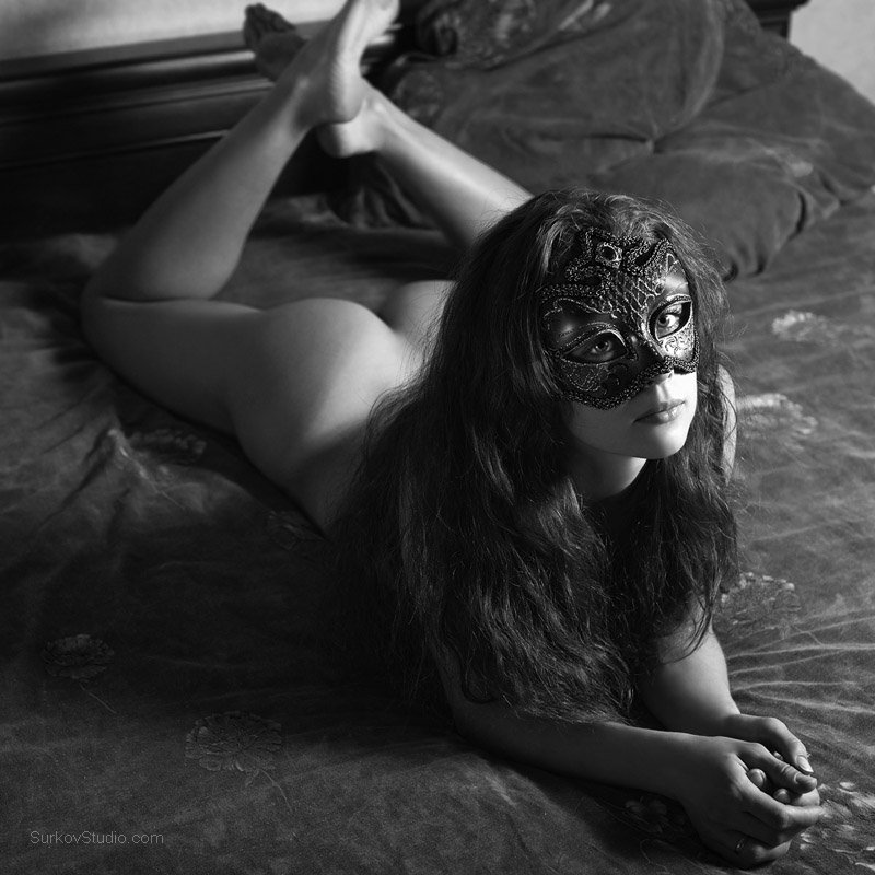 mask, маска, девушка, поза, взгляд, SurkovStudio