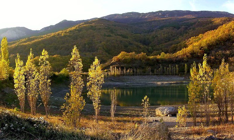 горы, озеро, осень, Владимир Метцгер