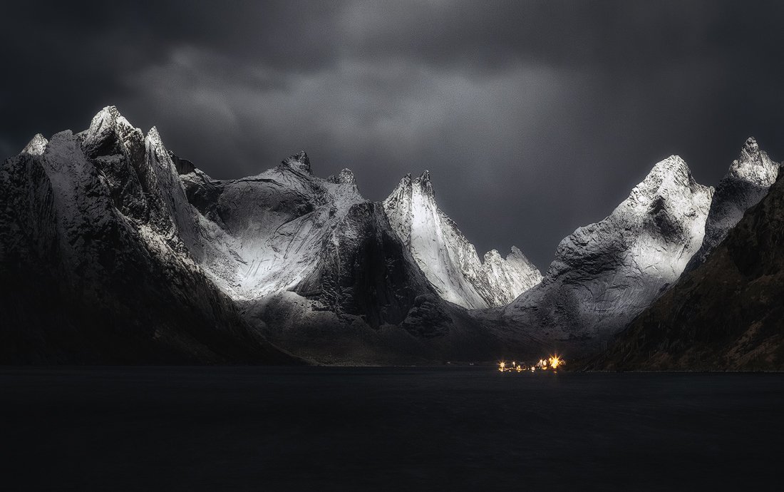 lofoten, norway, snow, winter, fjord, village, night, , Ivan Miladinov