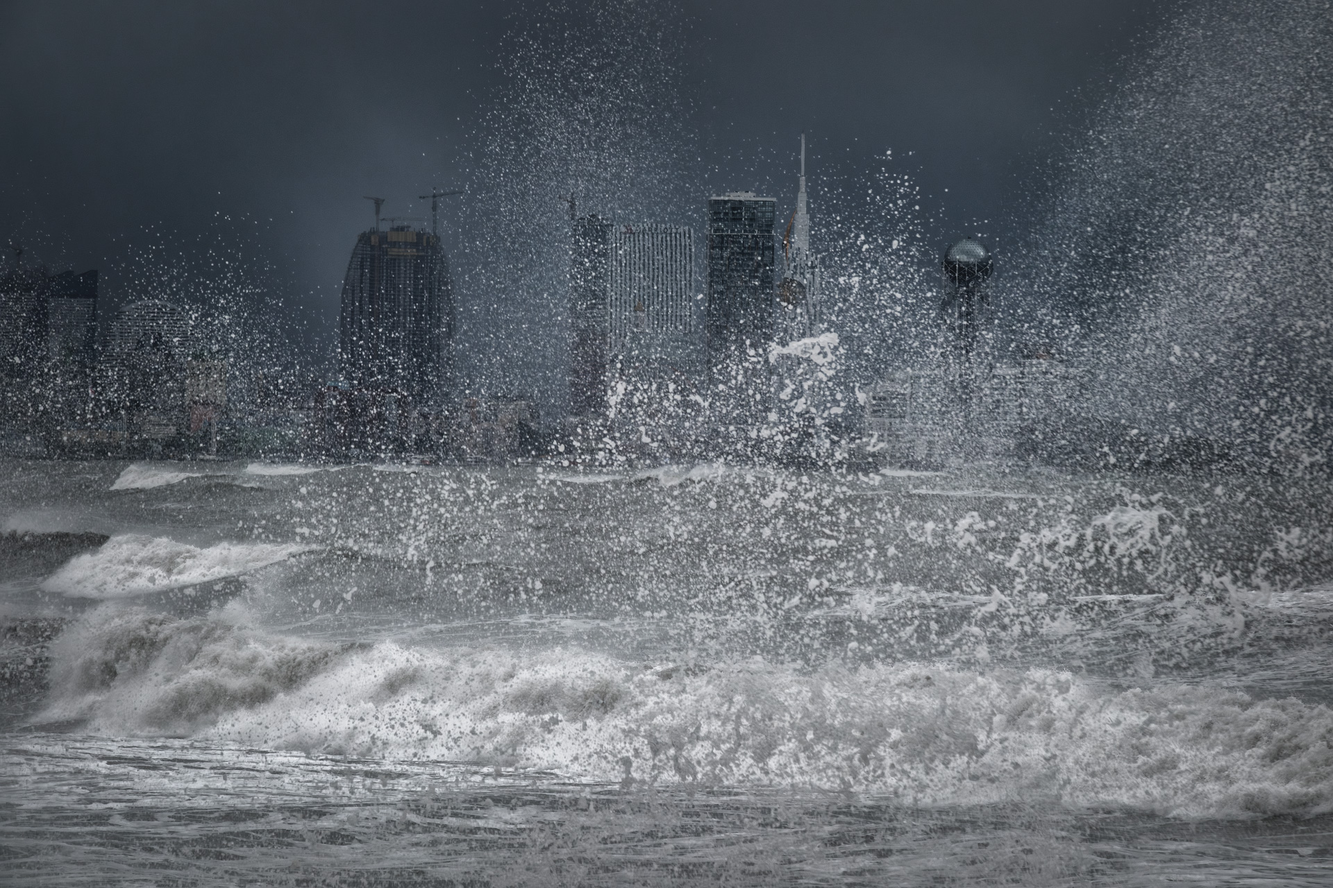 sea, storm, waves, spray, batumi, clouds, winter, weather, landscape, cityscape, scenery, travel, outdoors, caucasus, georgia, adjara, sakartvelo, chizh, Чиж Андрей