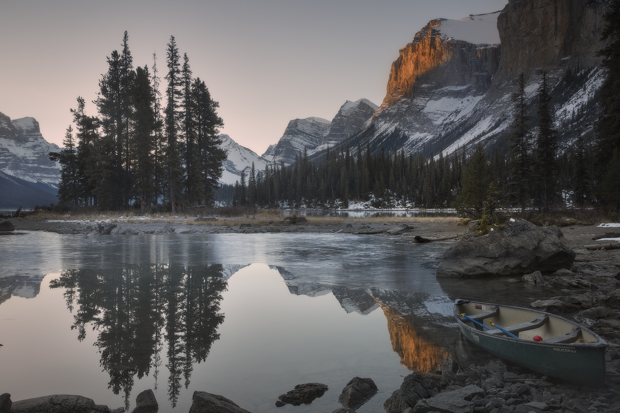 jasper, canoe, sunrise, Evgeny Chertov