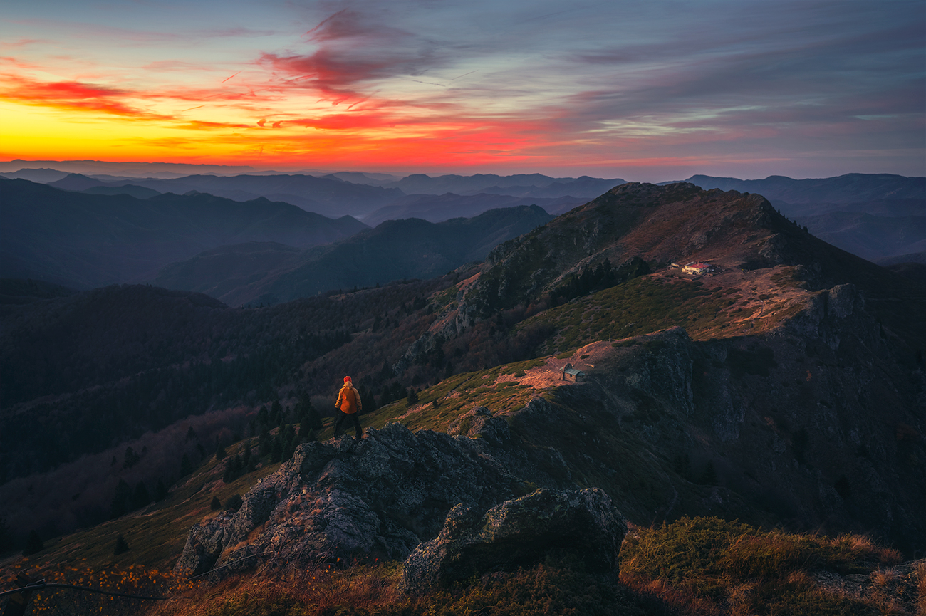 landscape nature scenery peak sunset evening sun mountain bulgaria пейзаж закат горы, Александър Александров