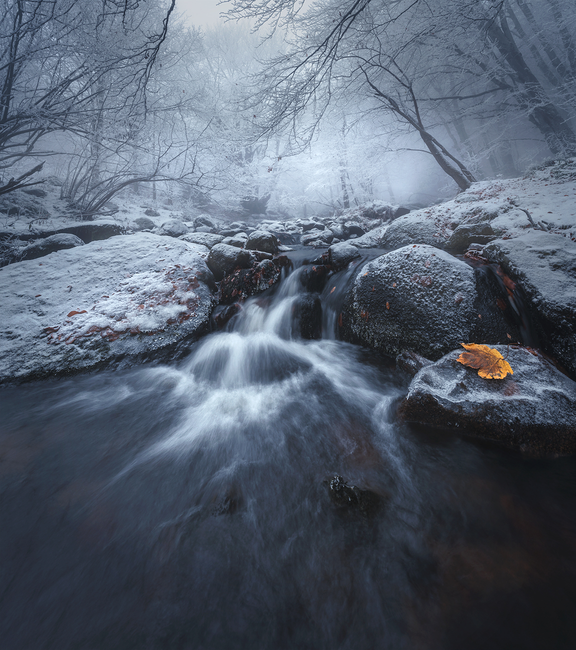 landscape nature scenery forest wood autumn rime mist misty fog foggy river longexposure mountain rocks vitosha bulgaria, Александър Александров