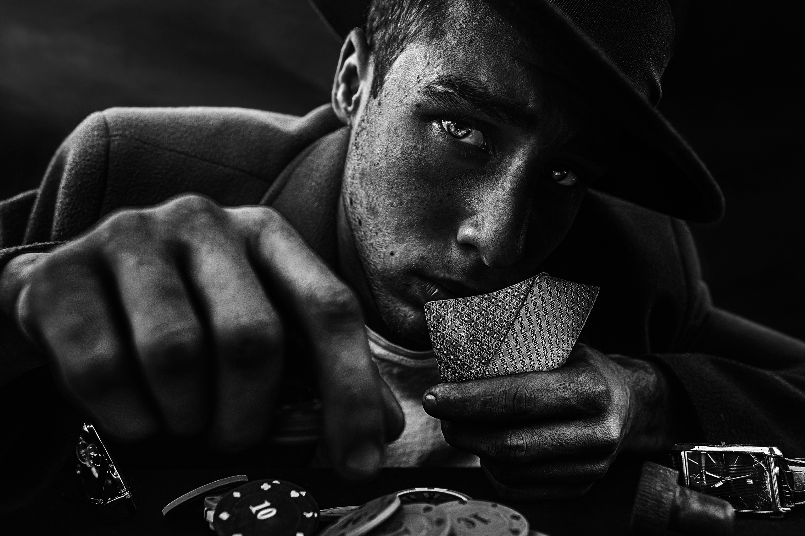 male portrait, black and white,gray shades, face,daylight, hat, details, мужчина, черно-белый, глаза, шляпа, контраст, мужской портрет, высокая текстура, Seif Koussani