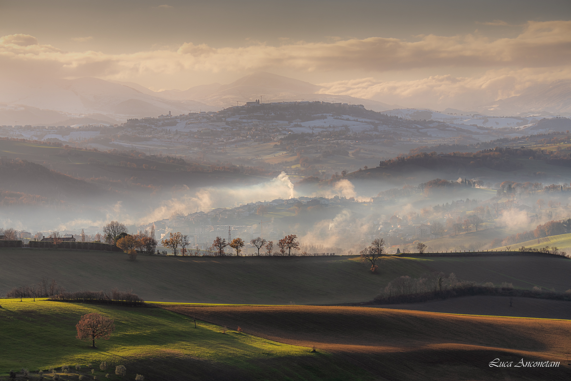 fog italy hills mc marche region landscape, Anconetani Luca