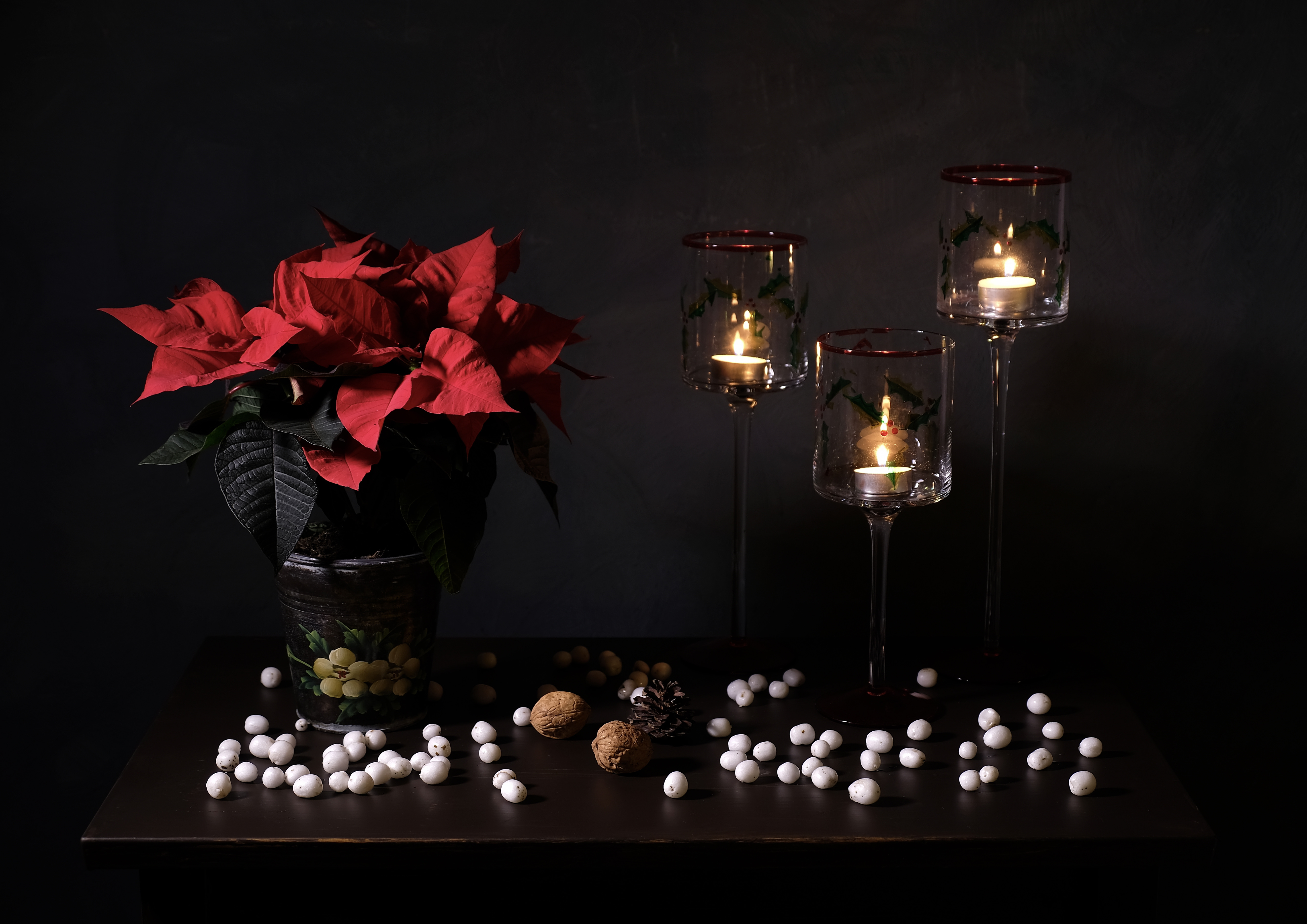 Still life, Holidays, Flowers, Candles, Poinsettia, Christmas, , Svetlana Povarova Ree