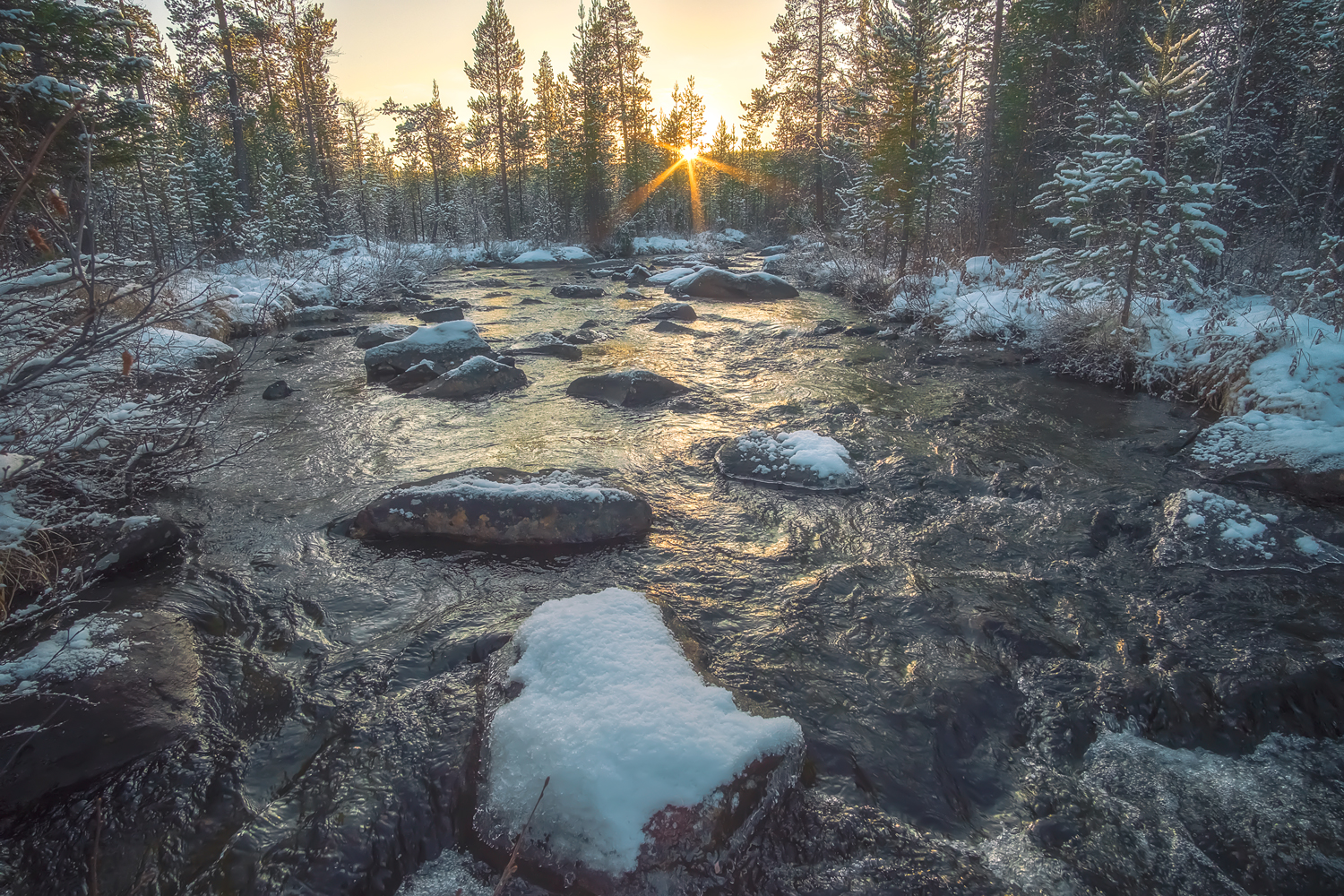 кольский зима закат, Тихонов Сергей