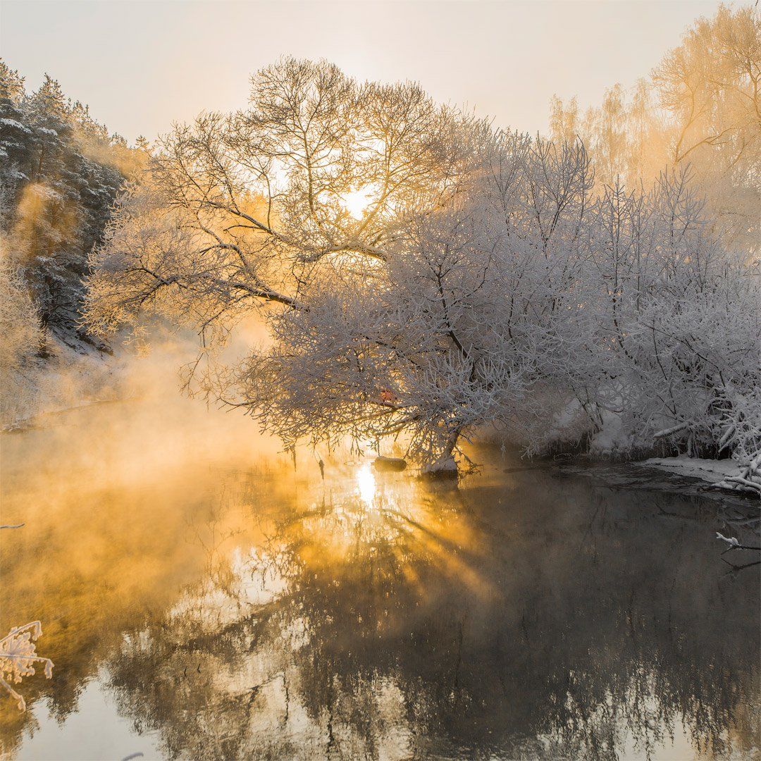 река, зима, мороз, солнце, снег, Viacheslav Mazai