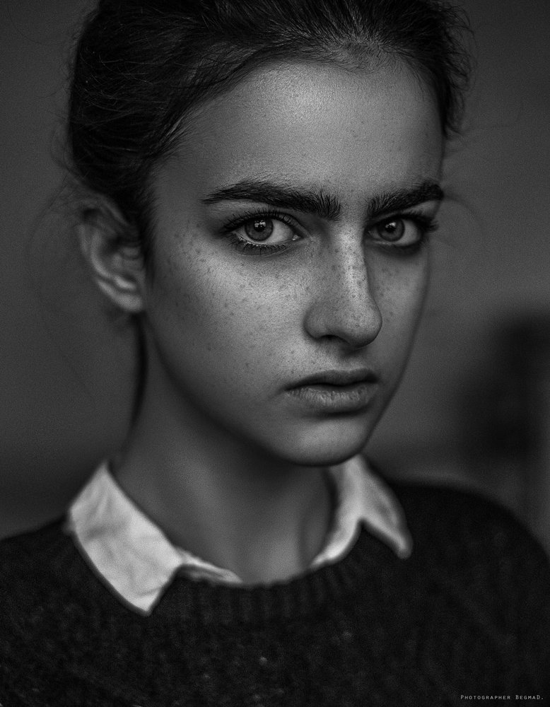 Beautiful, BegmaD, Black & white, Bw, D610, Dantar90, Emotion, Eyes, Freckles, Model, Nikon, Photo, Portrait, Взляд, Глаза, Портрет, Ч/б, Дмитрий Бегма