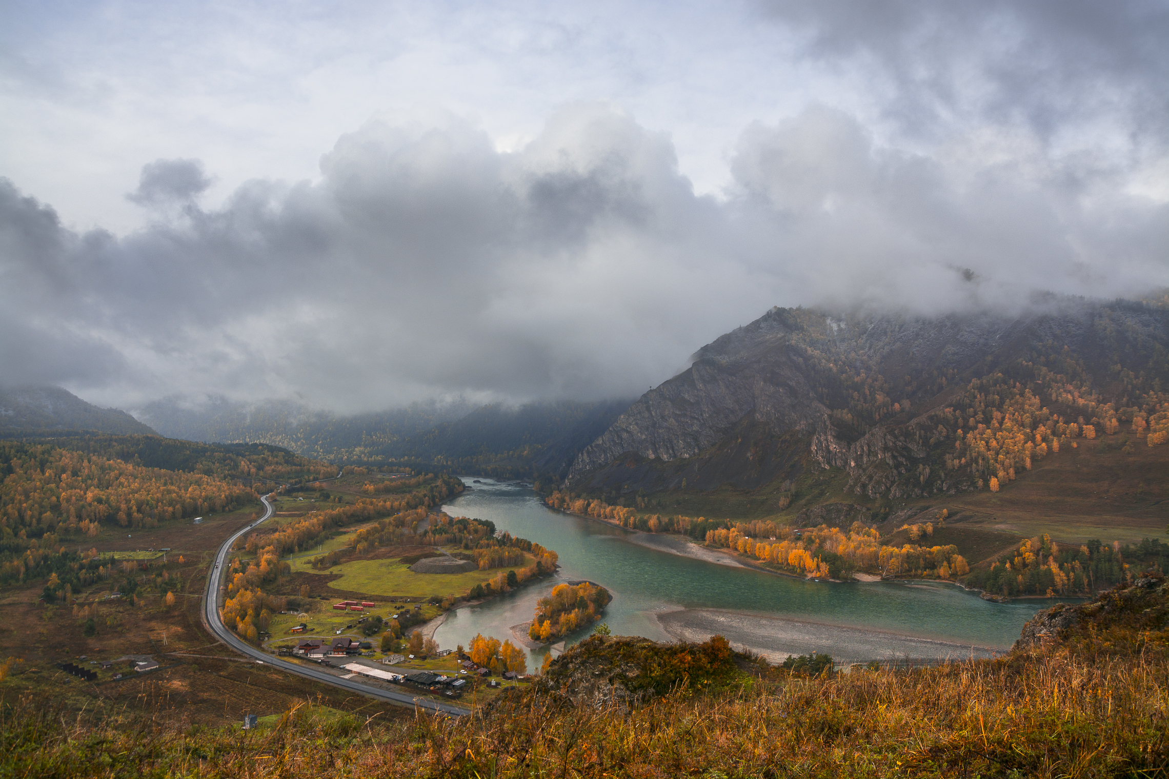 россия, горный алтай, река катунь, осень, утро, Поляков Андрей