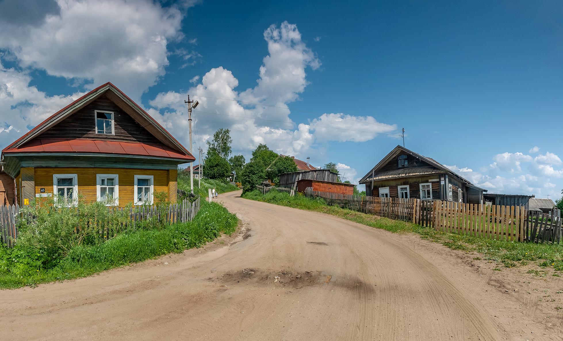 деревня, дома, дорога, склон, спуск., Анкудинов Леонид