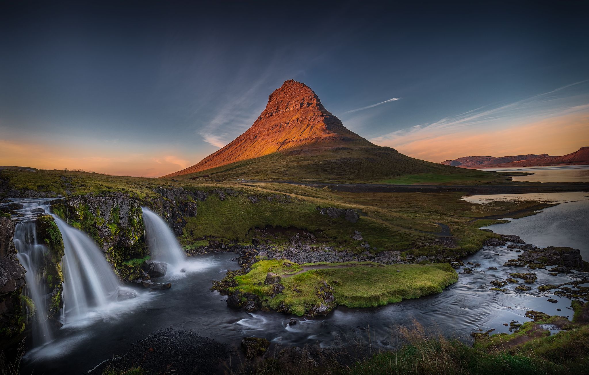 Kirkjufellsfoss, outdoors, landscape, sunset, travel, Lukas Trixl