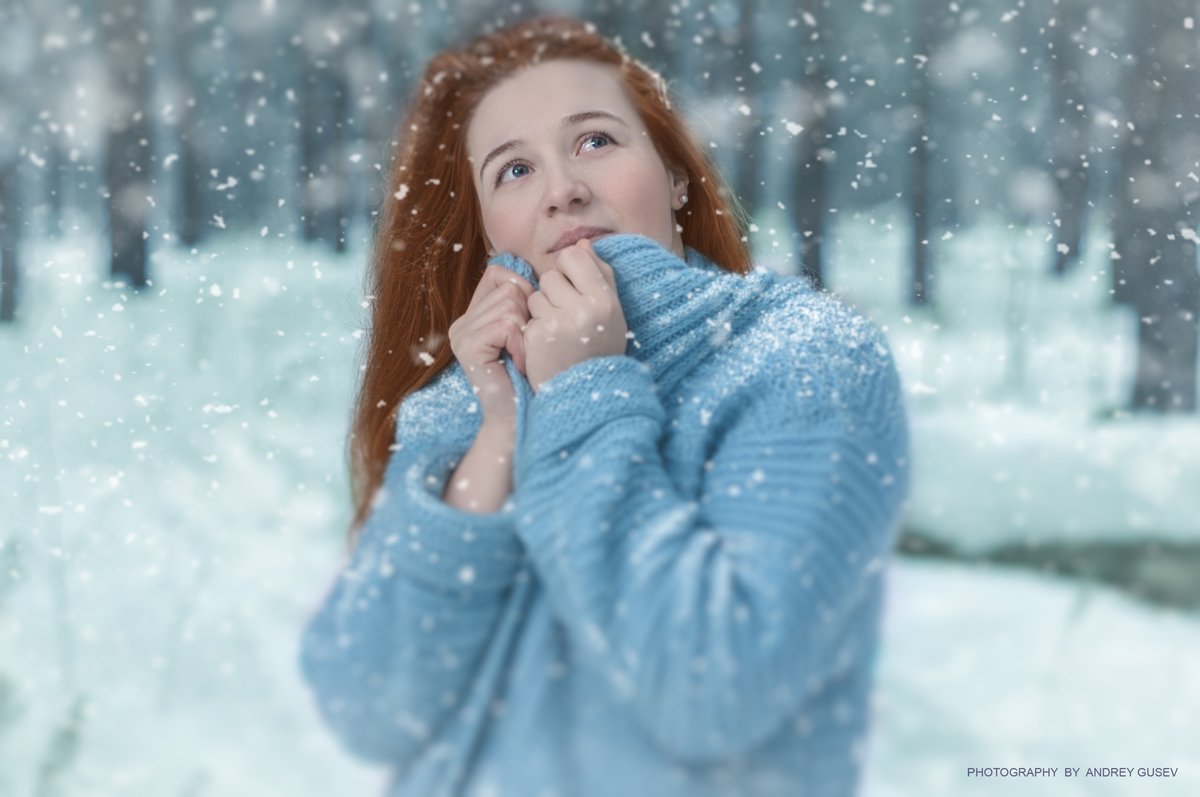 Зима, снегопад, портрет, Aндрей Гусев