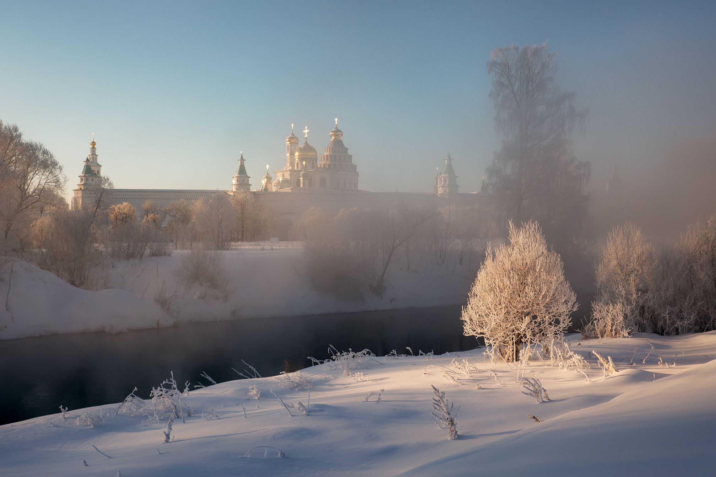 новый иерусалим, река истра, зима, мороз, иней, туман, Медведев Александр
