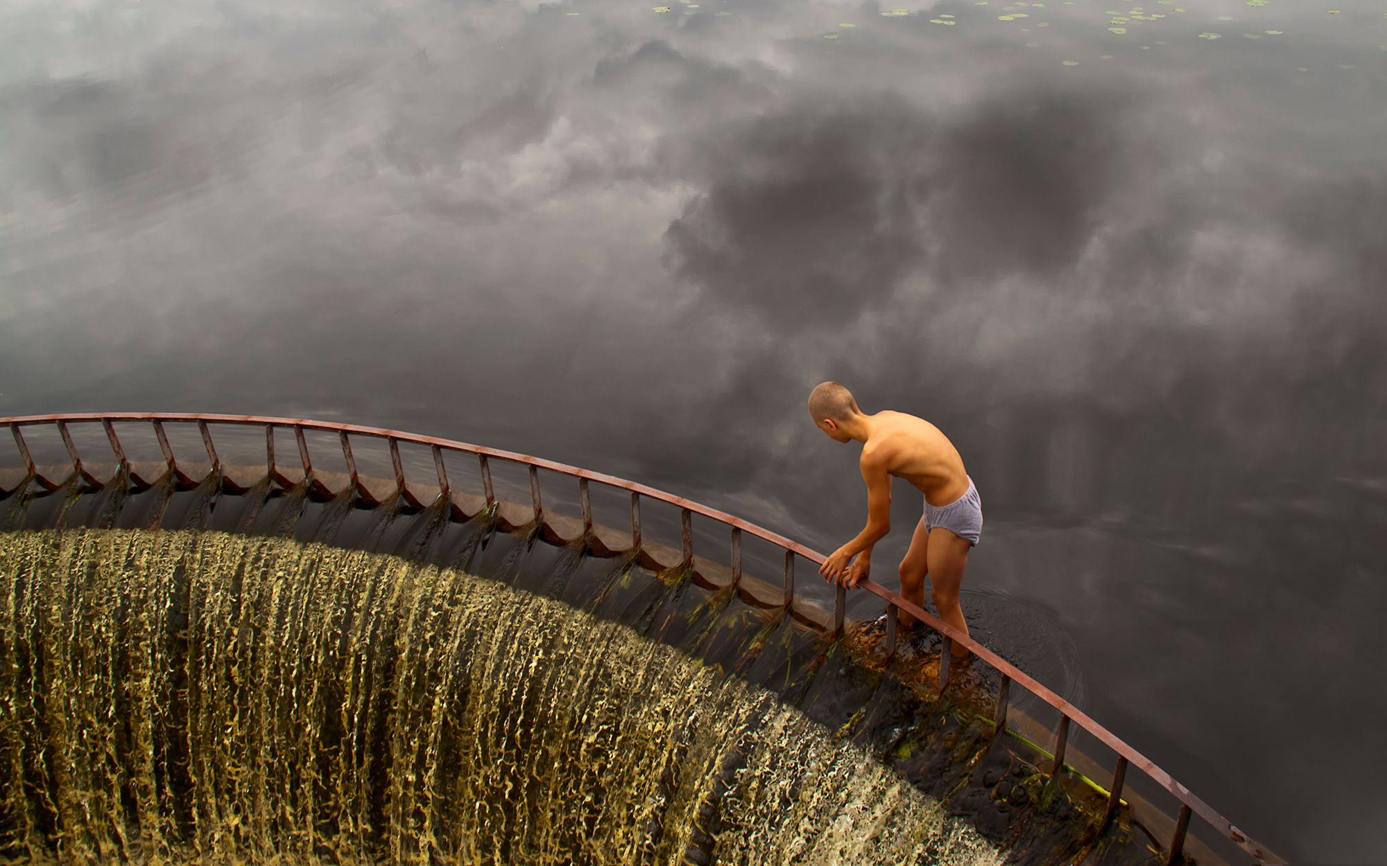 lake,dam, man,reflection, Eugenijus Rauduve