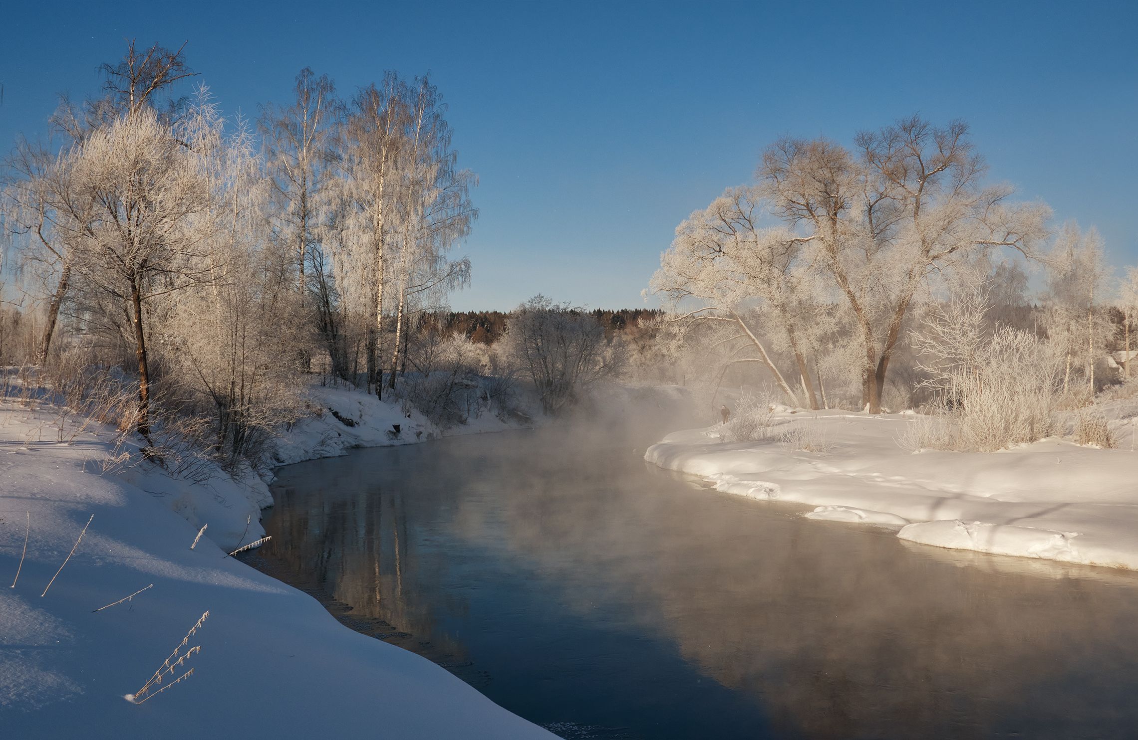 река истра, мороз, иней, туман, Медведев Александр